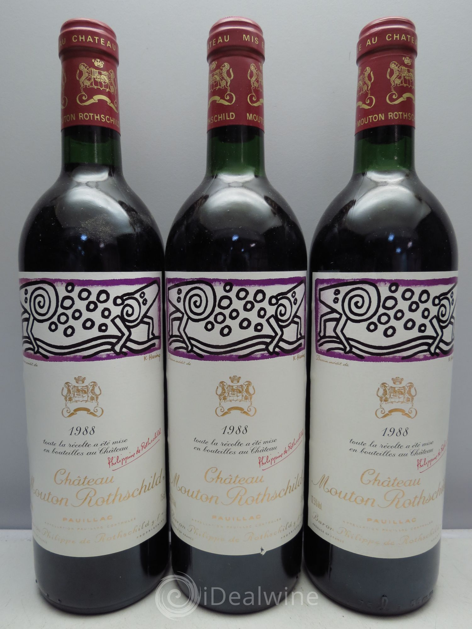 Château Mouton Rothschild 1er Grand Cru Classé 1988 - Lot de 3 bouteilles - 0