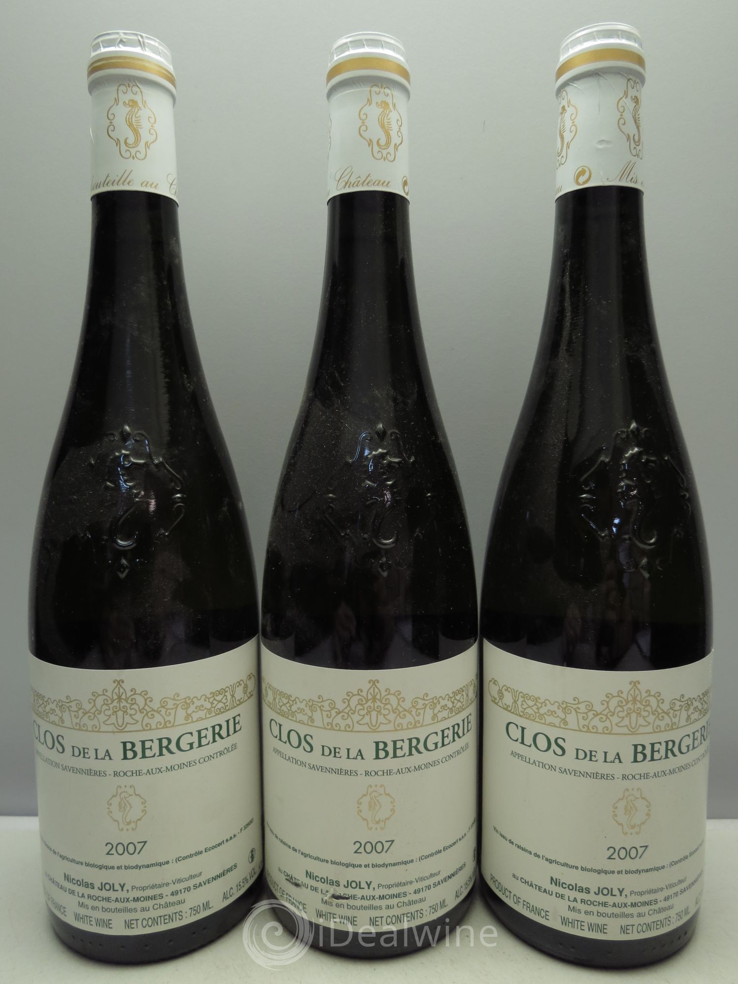 Savennières Roche aux Moines Clos de la Bergerie Vignobles de la Coulée de Serrant - Nicolas Joly (sans prix de réserve / no reserve) 2007 - Posten von 3 Flaschen - 0