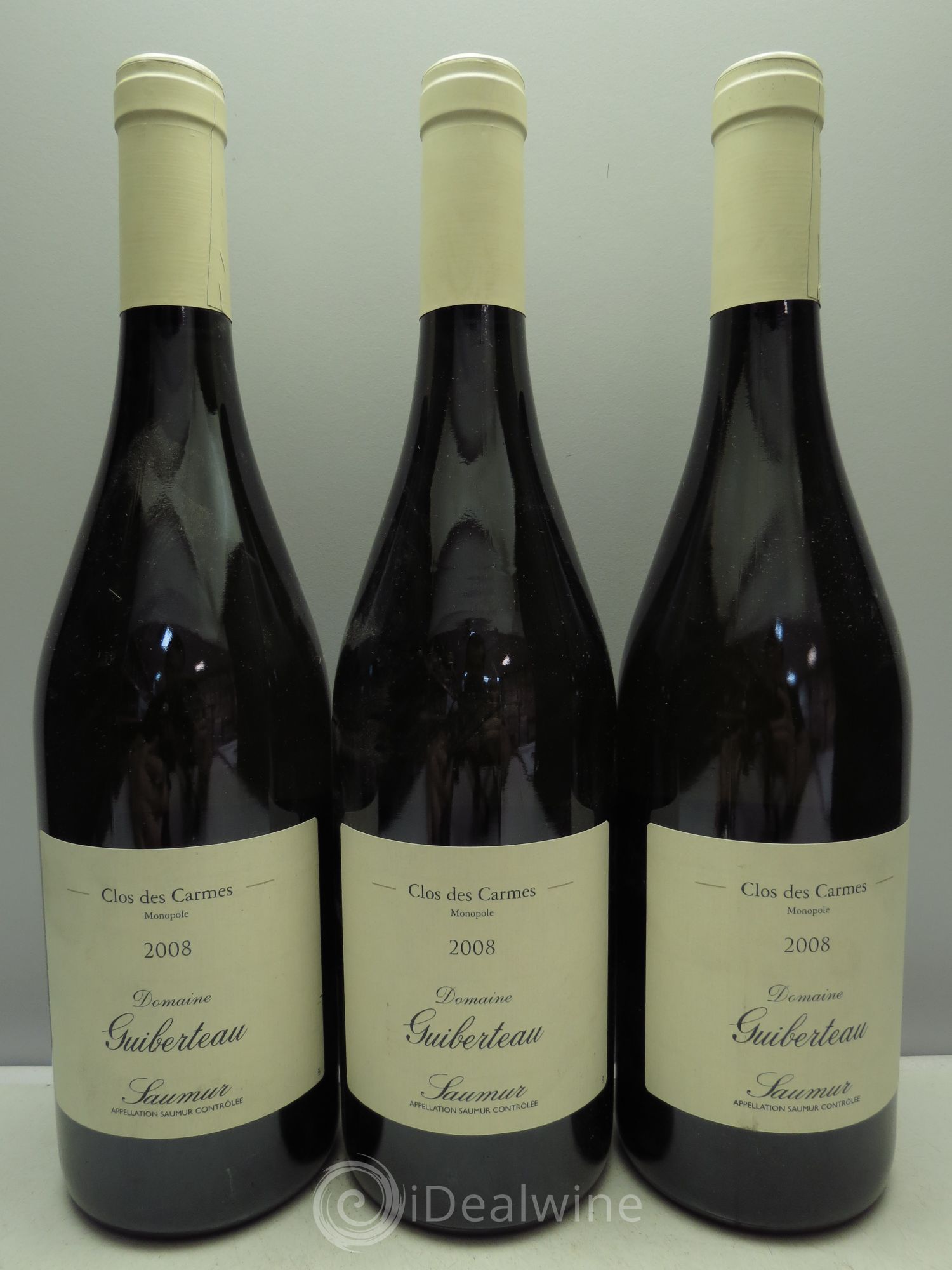 Saumur Clos des Carmes - Domaine Guiberteau(sans prix de réserve / no reserve) 2008 - Posten von 3 Flaschen - 0