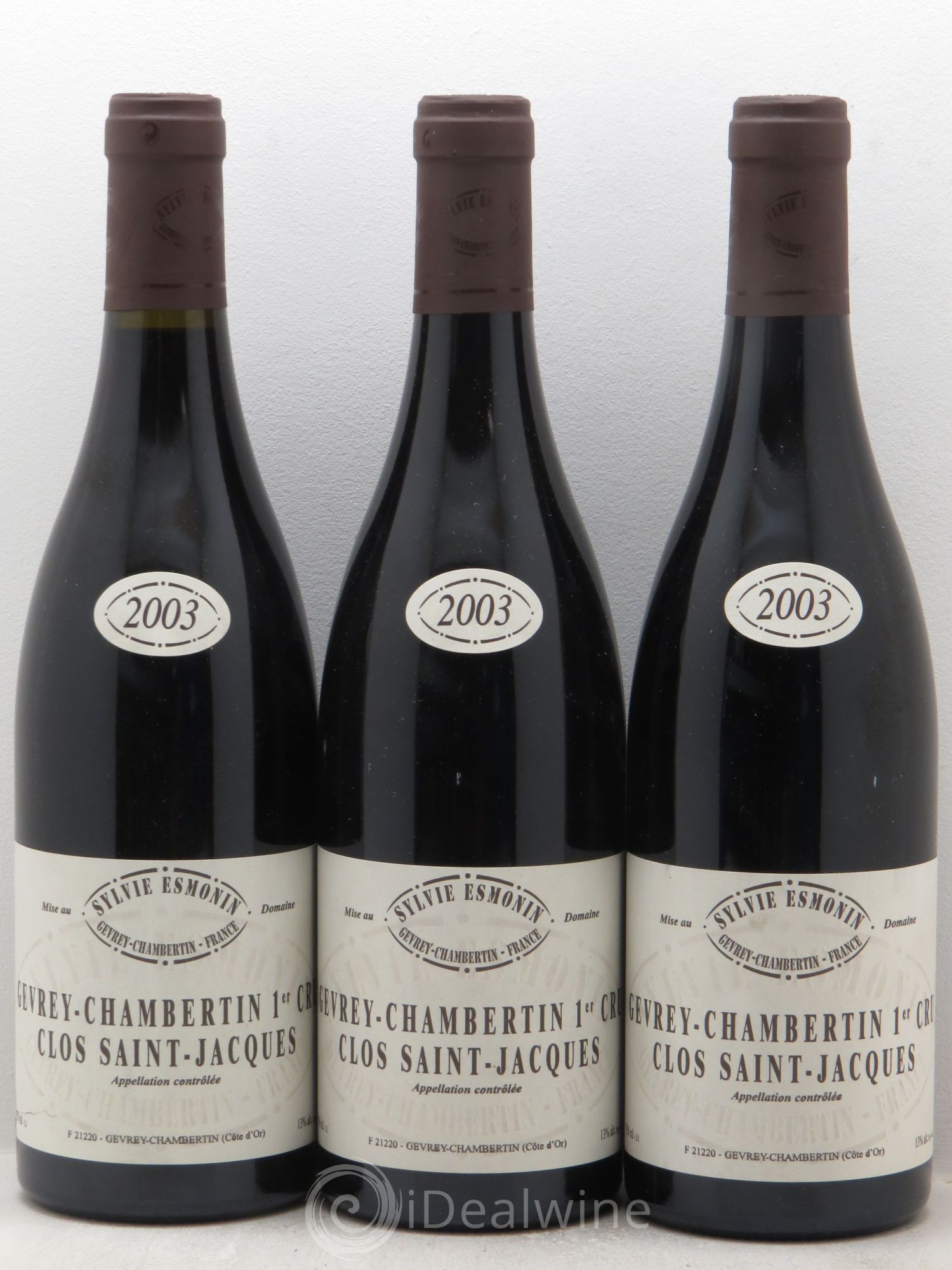 Gevrey-Chambertin 1er Cru Clos Saint Jacques Sylvie Esmonin 2003 - Lot de 3 bouteilles - 0