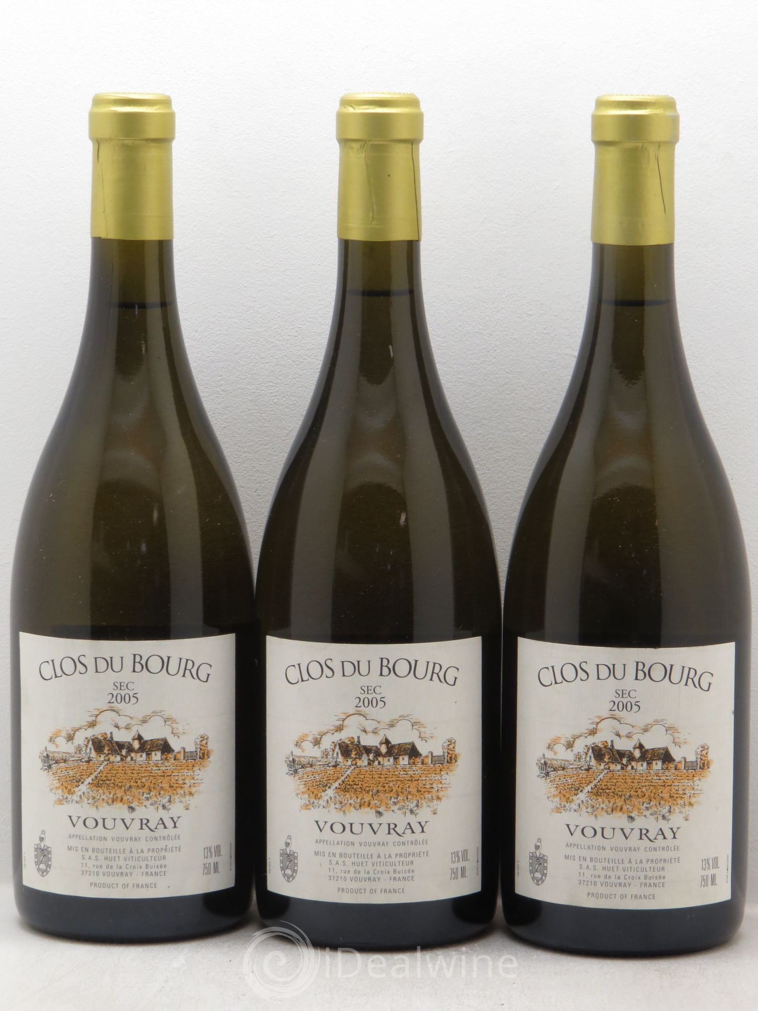 Vouvray Clos du Bourg Sec Domaine Huet 2005 - Lot de 3 bouteilles - 0