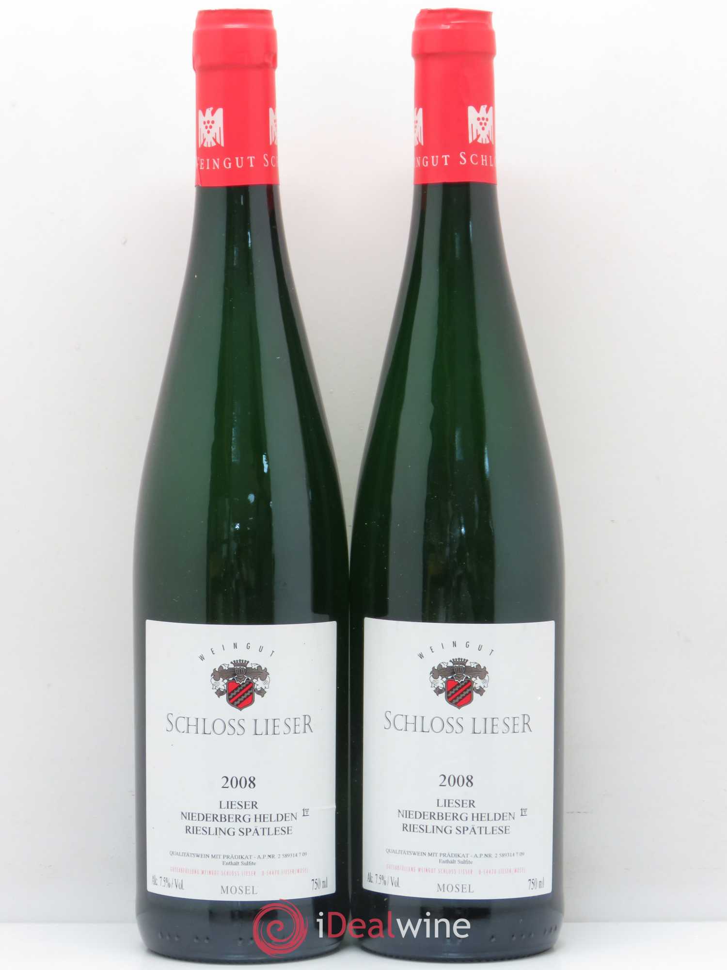 Riesling Lieser Niederberg Helden Spatlese Schloss Lieser 2008 - Lotto di 2 bottiglie - 0