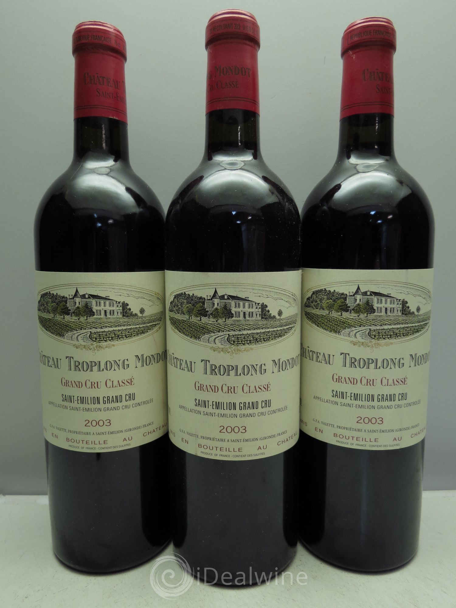 Château Troplong Mondot 1er Grand Cru Classé B 2003 - Lot de 3 bouteilles - 0