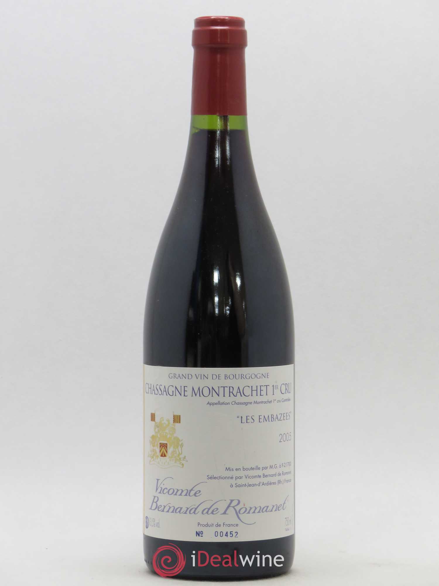 Chassagne-Montrachet 1er Cru Les Embazées Vicomte Bernard de Romanet 2005 - Posten von 1 Flasche - 0