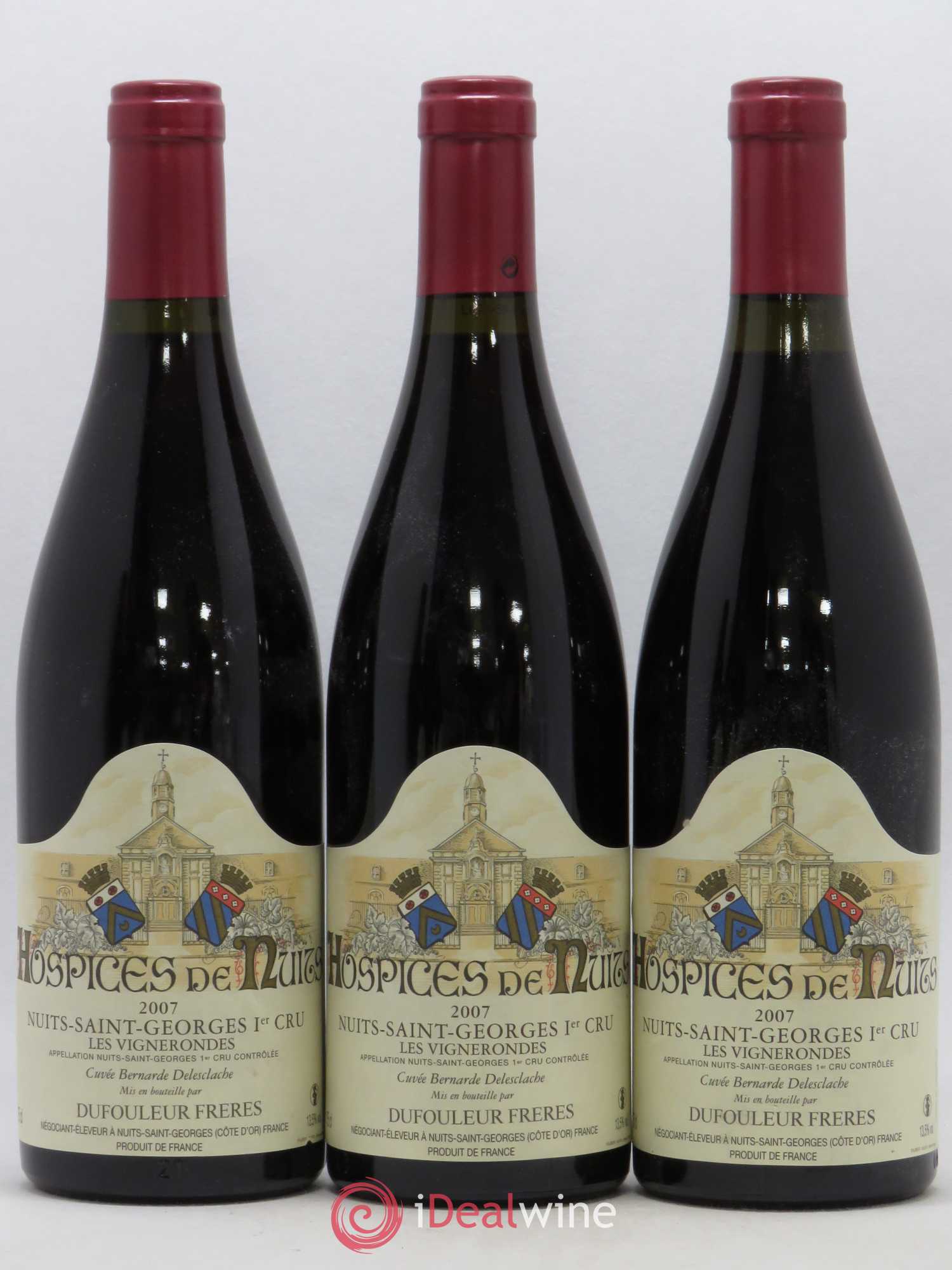 Nuits-Saint-Georges 1er Cru Les Vignerondes Cuvée Bernard Delesclache Hospices De Nuits Dufouleur 2007 - Posten von 3 Flaschen - 0
