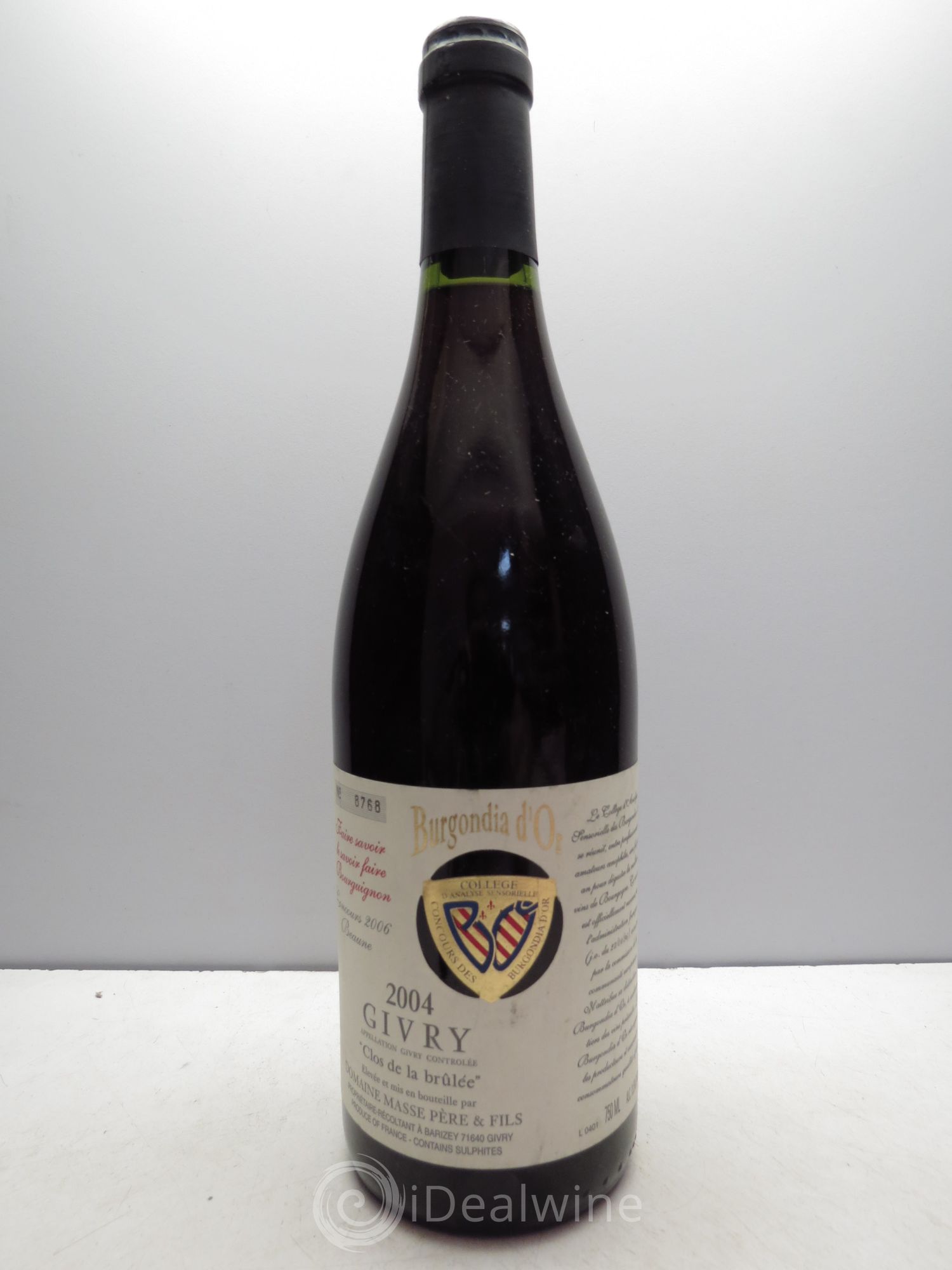 Givry Clos de la Brûlée Domaine Masse Père et Fils 2004 - Posten von 1 Flasche - 0