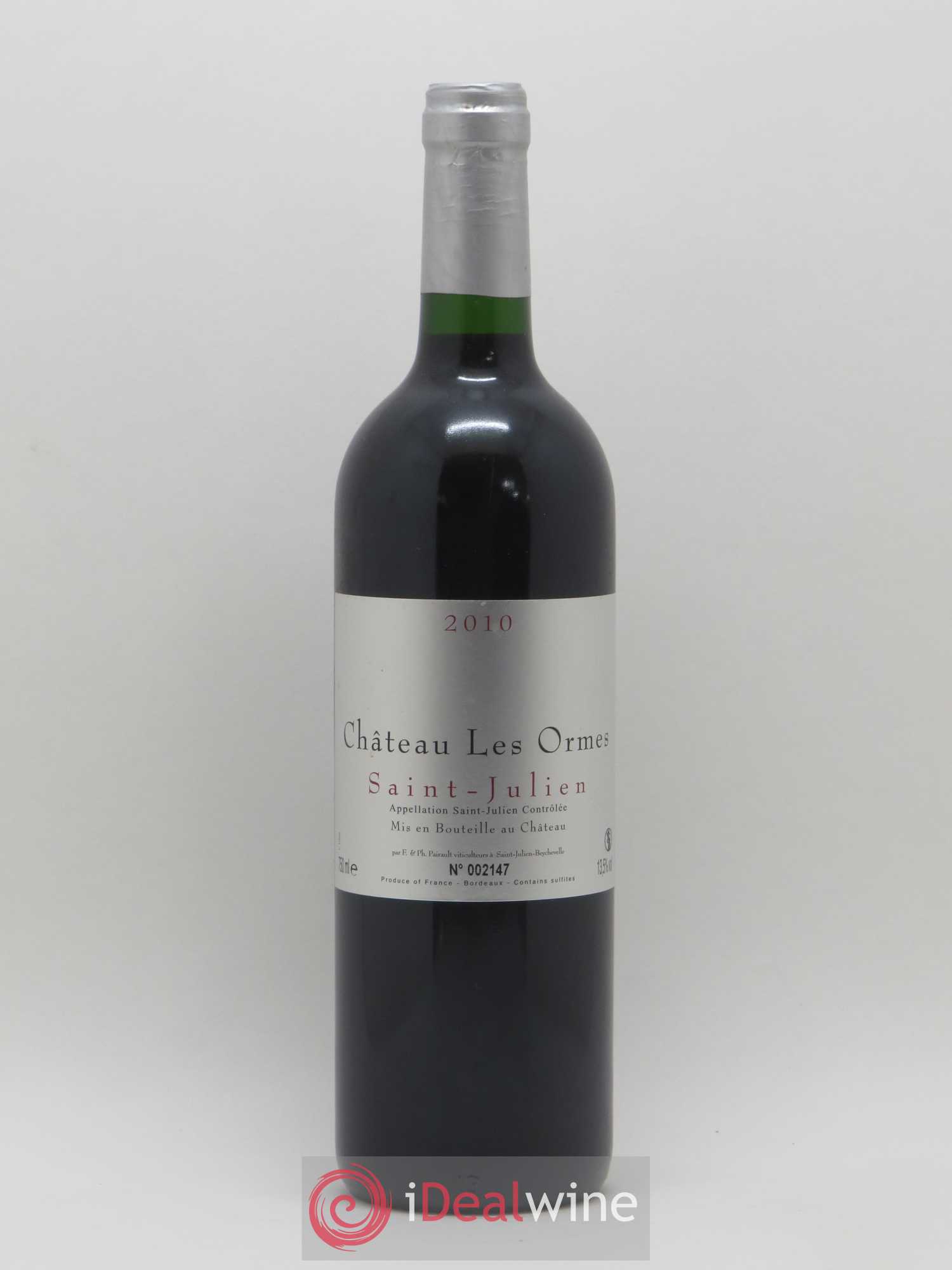 Saint-Julien Château Les Ormes 2010 - Posten von 1 Flasche - 0
