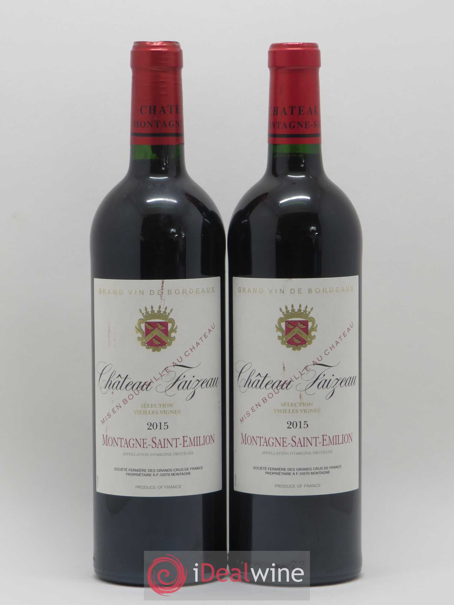 Montagne Saint-Émilion Château Faizeau (sans prix de réserve) 2015 - Posten von 2 Flaschen - 0