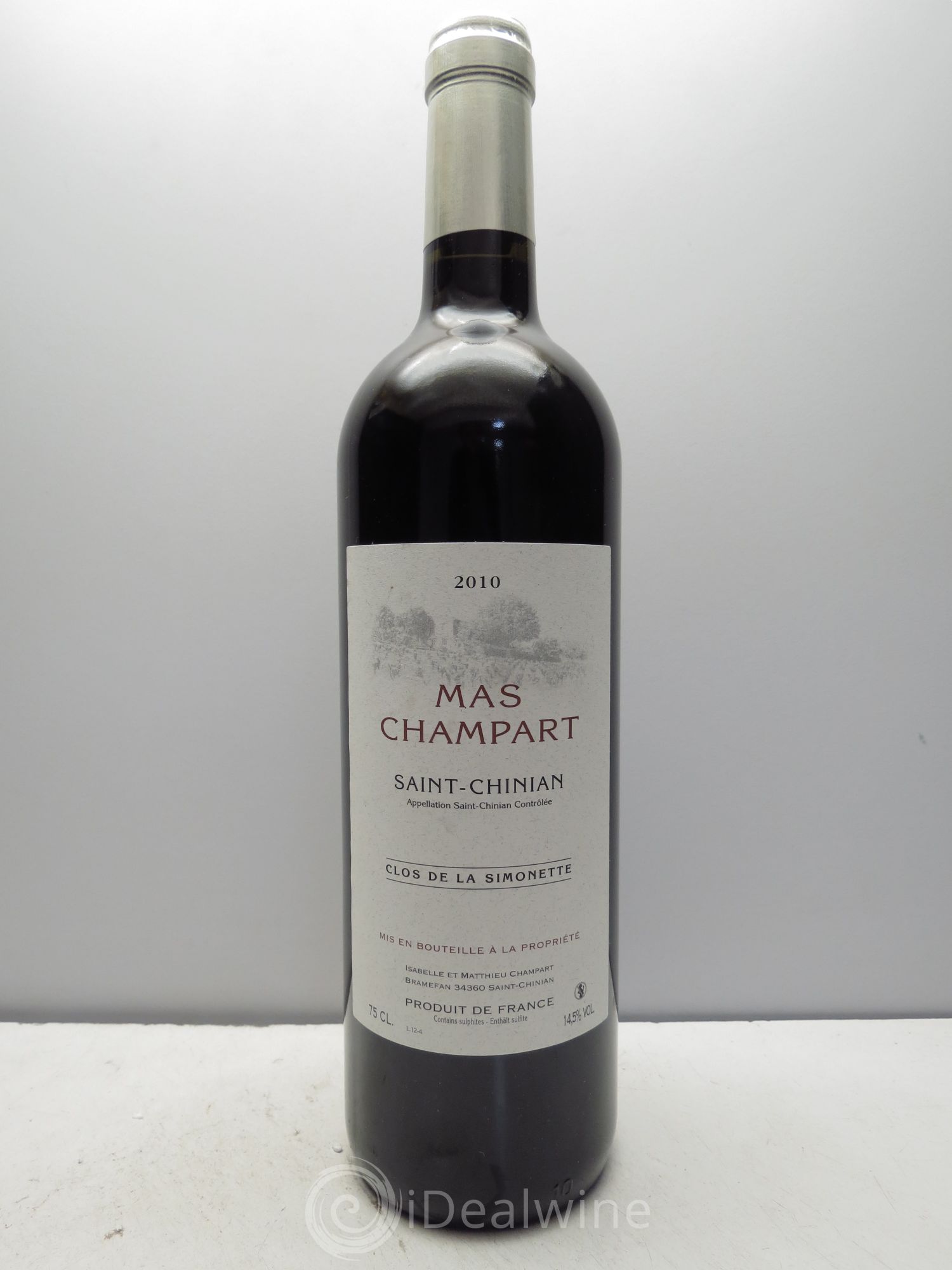 Saint-Chinian Mas Champart Clos de La Simonette Isabelle et Mathieu Champart 2010 - Lot de 1 bouteille - 0