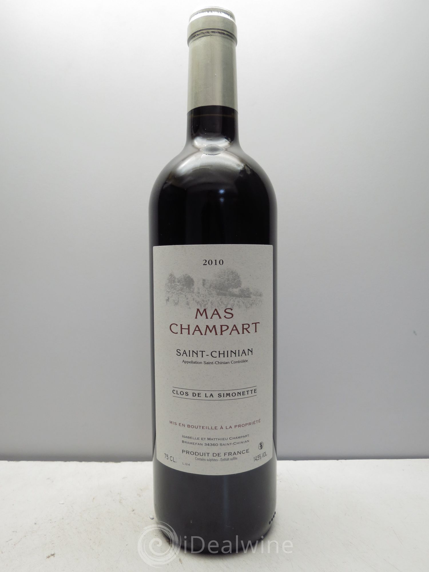 Saint-Chinian Mas Champart Clos de La Simonette Isabelle et Mathieu Champart 2010 - Lot de 1 bouteille - 0