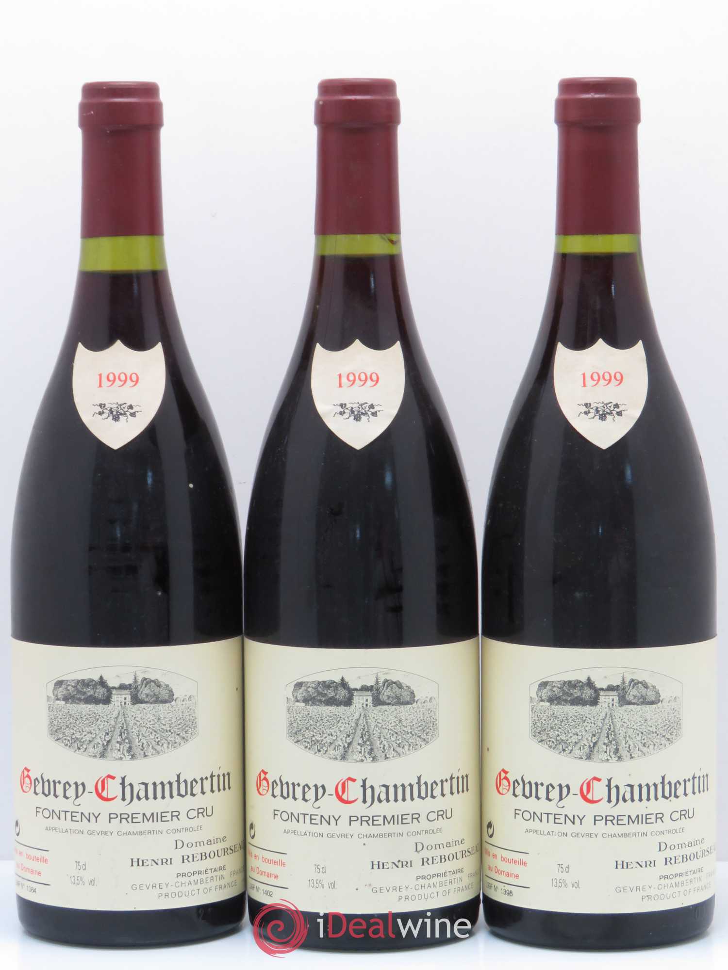Gevrey-Chambertin 1er Cru Fonteny Domaine Henri Rebourseau 1999 - Posten von 3 Flaschen - 0