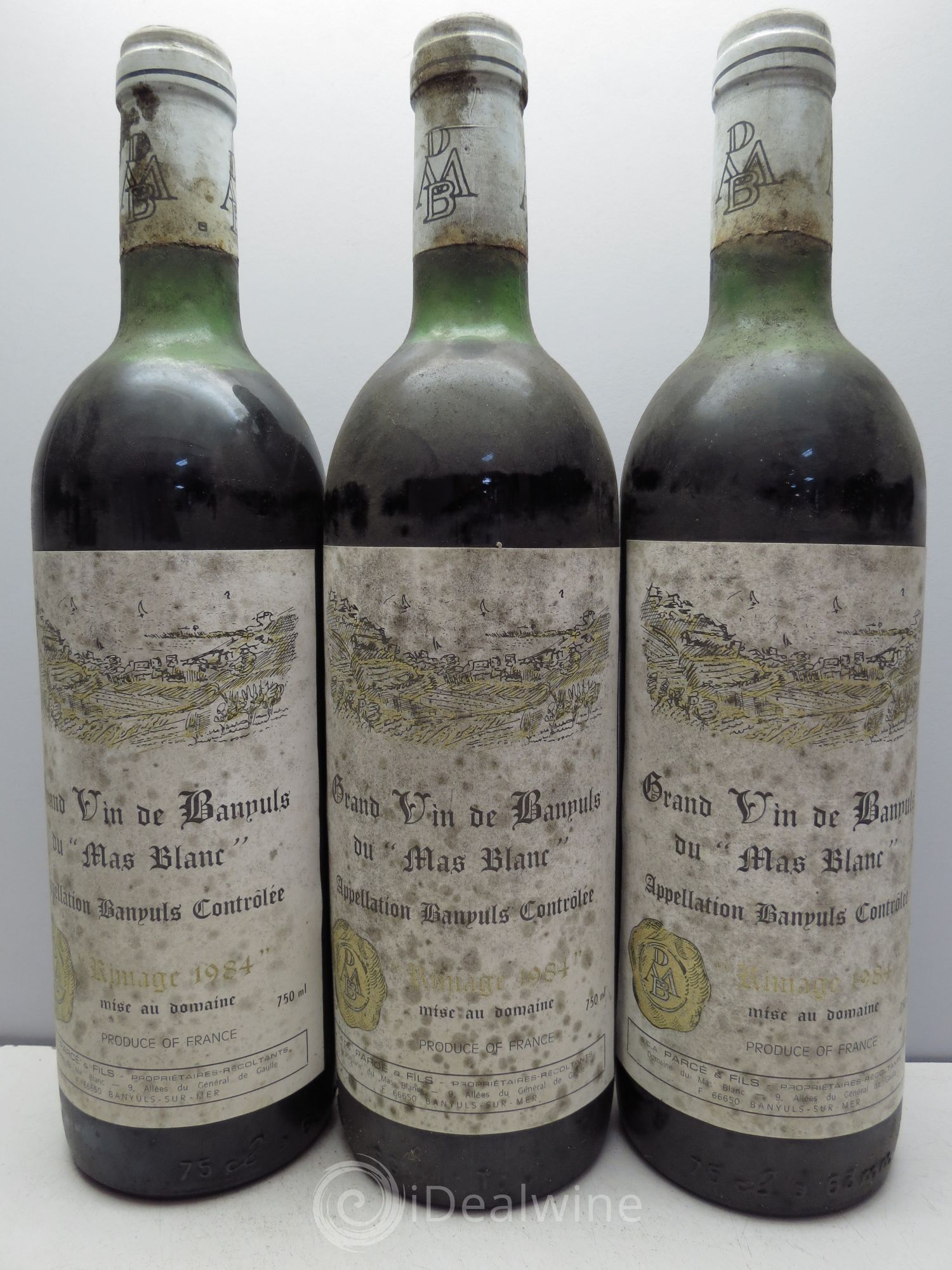 Banyuls Rimage Mas Blanc Parcé (sans prix de réserve / no reserve) 1984 - Posten von 3 Flaschen - 0