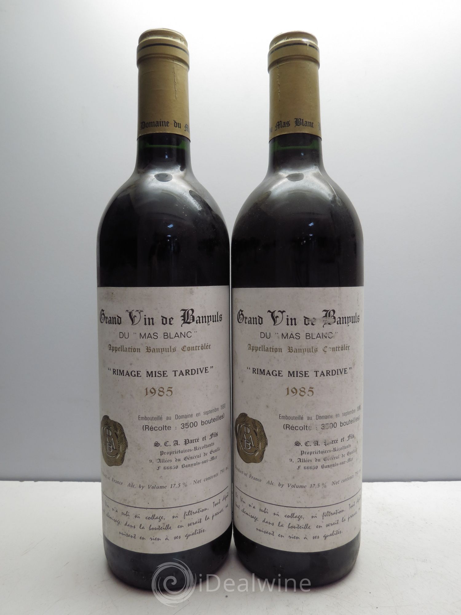 Banyuls Rimage Mise Tardive Mas Blanc 1985 - Posten von 2 Flaschen - 0