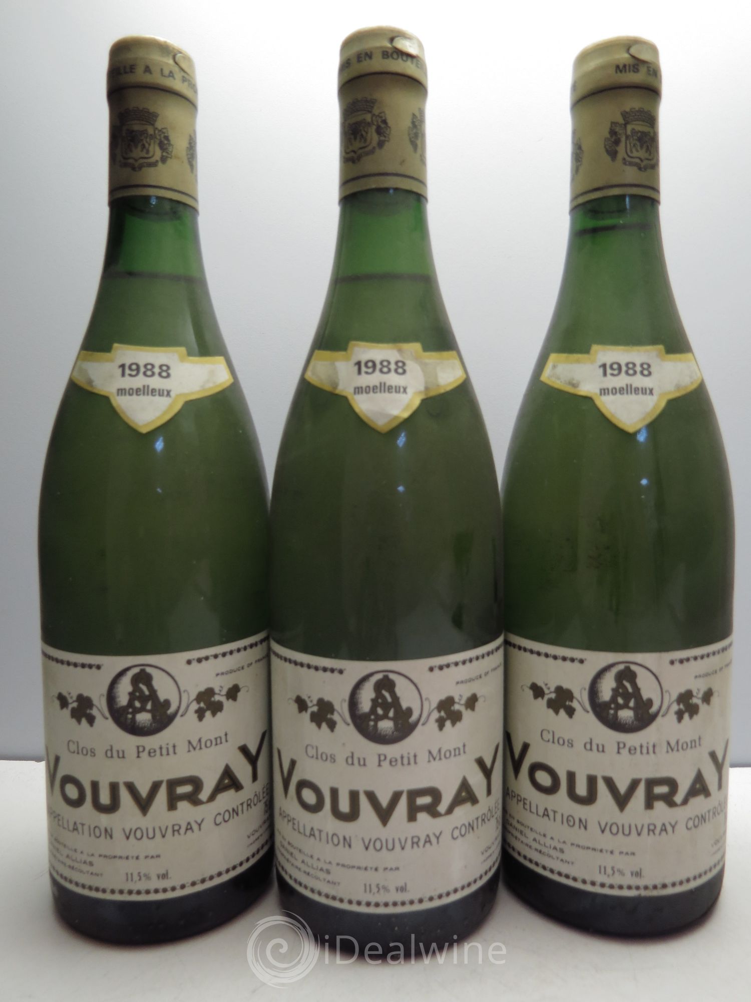 Vouvray Clos du Petit Mont Allias (sans prix de réserve / no reserve) 1988 - Lotto di 3 bottiglie - 0