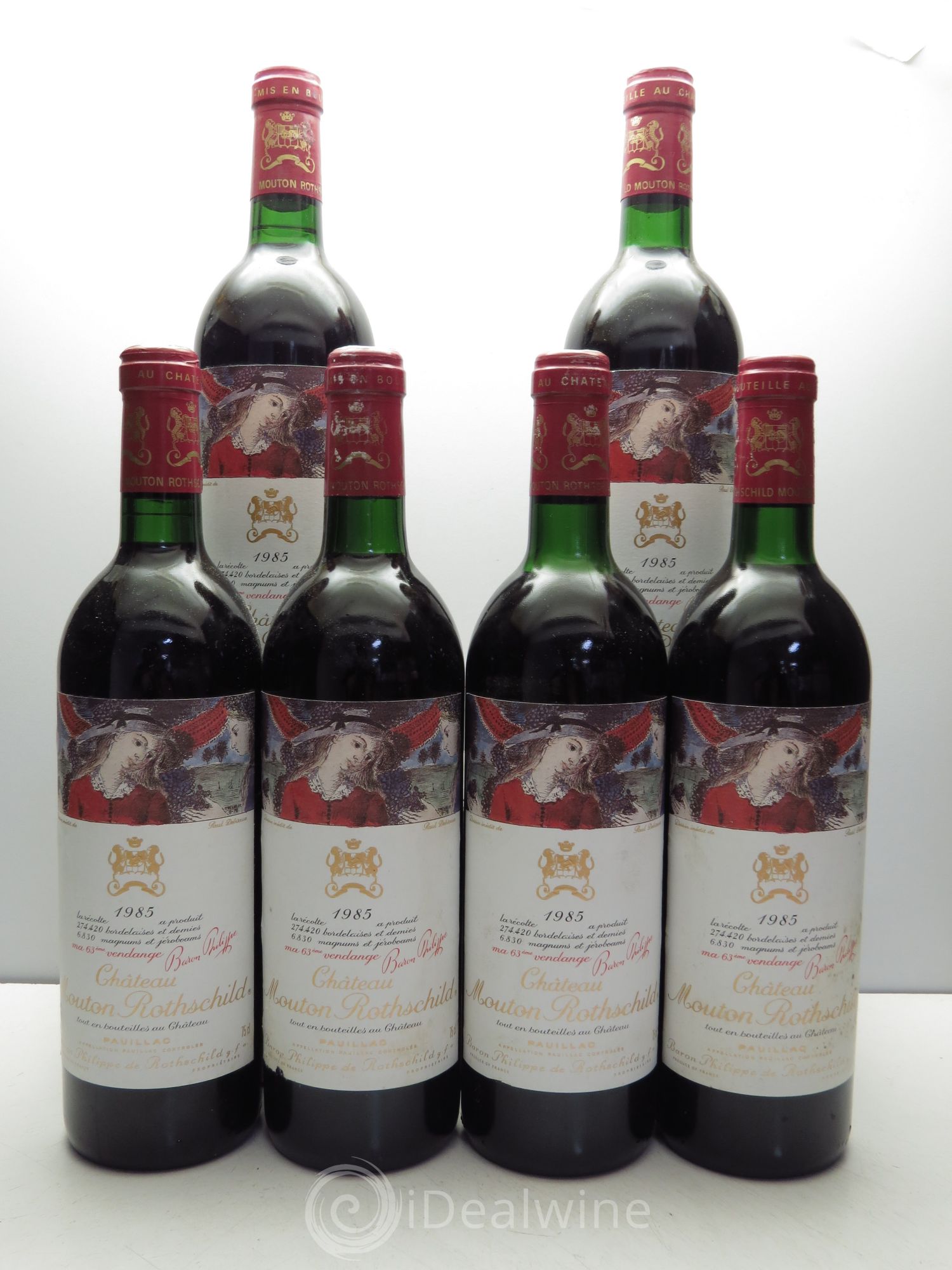 Château Mouton Rothschild 1er Grand Cru Classé 1985 - Lot de 6 bouteilles - 0
