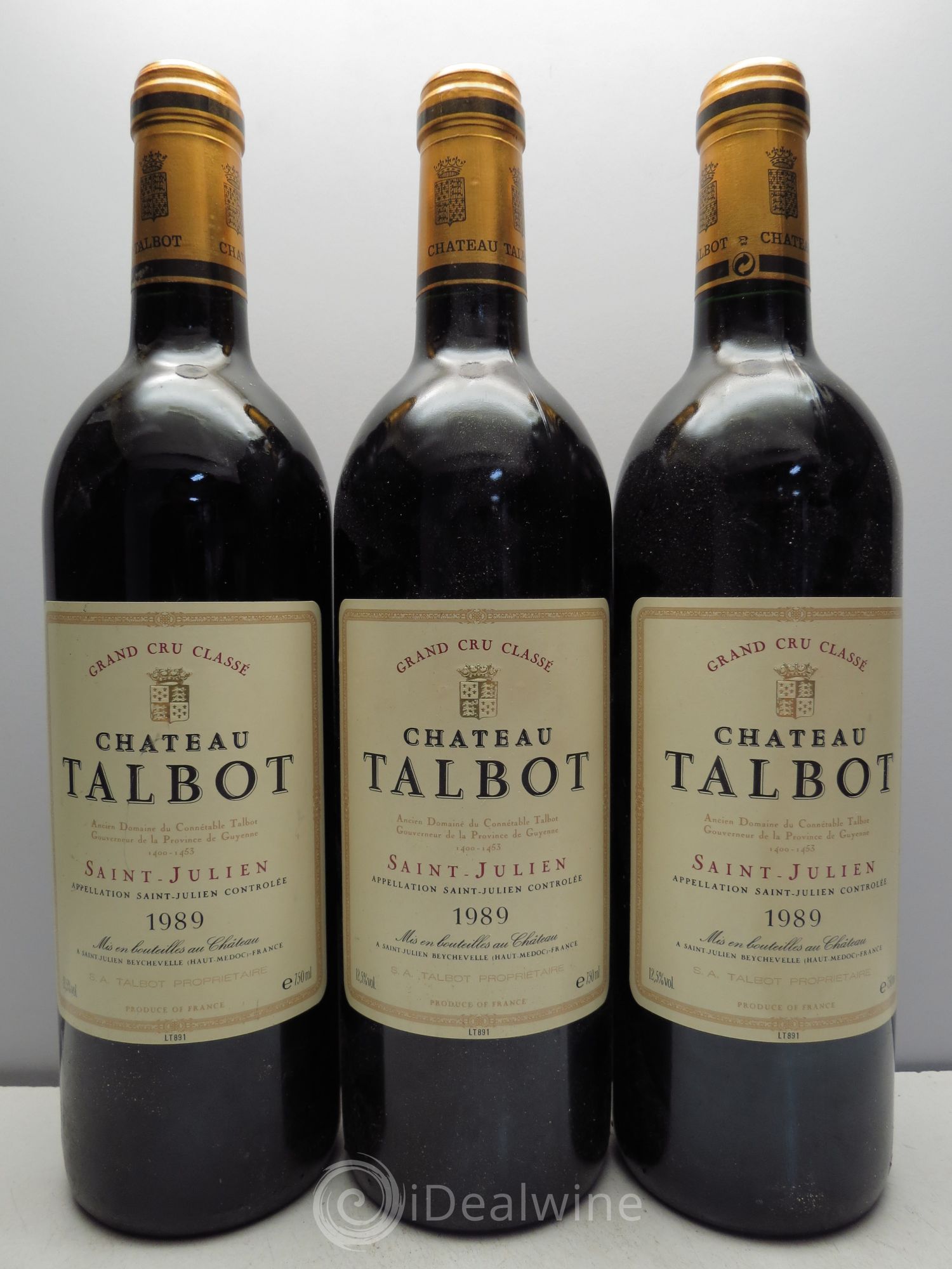 Château Talbot 4ème Grand Cru Classé 1989 - Lot de 3 bouteilles - 0