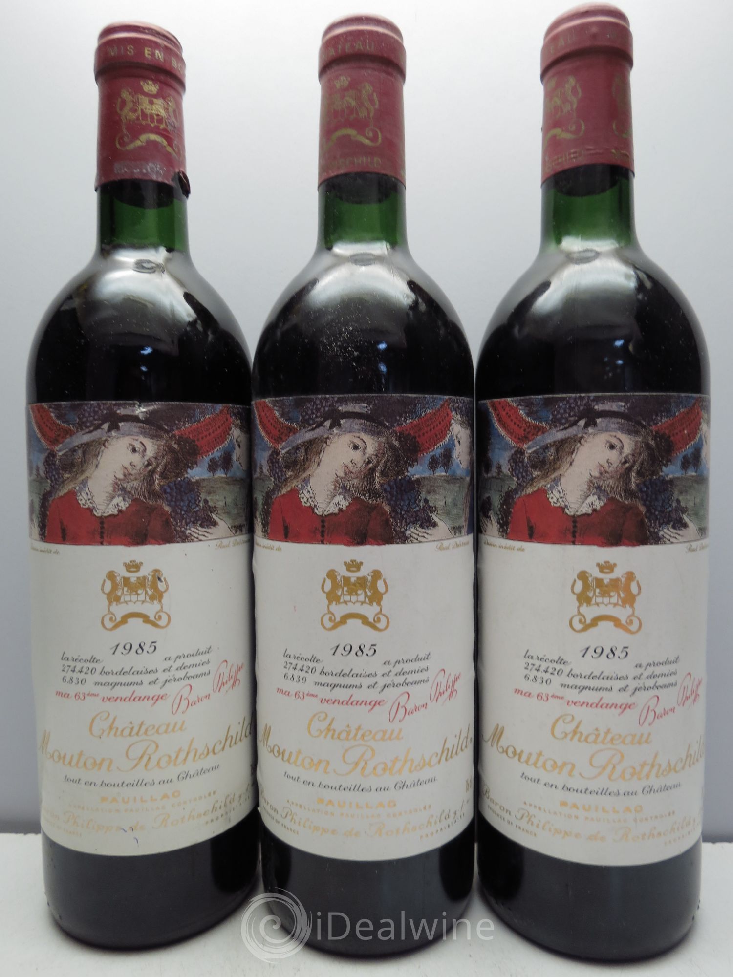 Château Mouton Rothschild 1er Grand Cru Classé 1985 - Lot de 3 bouteilles - 0