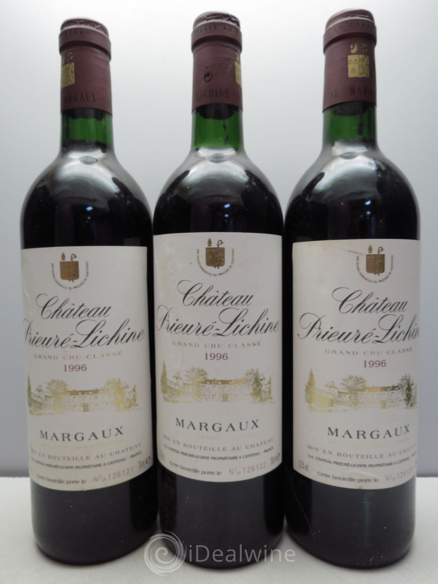 Château Prieuré Lichine 4ème Grand Cru Classé 1996 - Lot de 3 bouteilles - 0