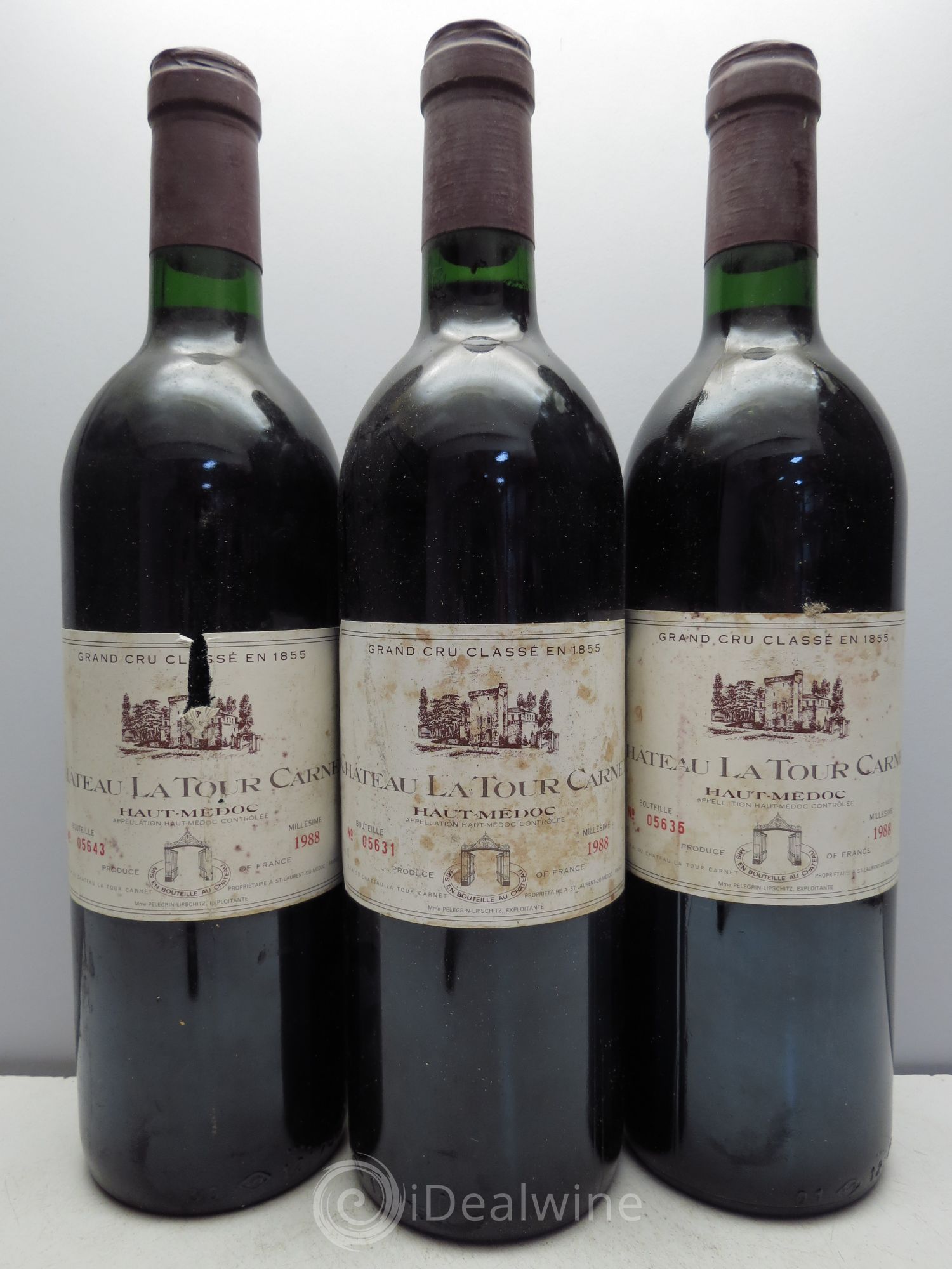 Château la Tour Carnet 4ème Grand Cru Classé 1988 - Lot de 3 bouteilles - 0