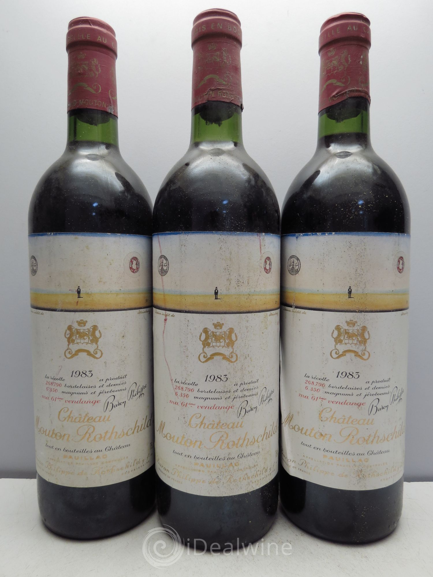 Château Mouton Rothschild 1er Grand Cru Classé 1983 - Lot de 3 bouteilles - 0