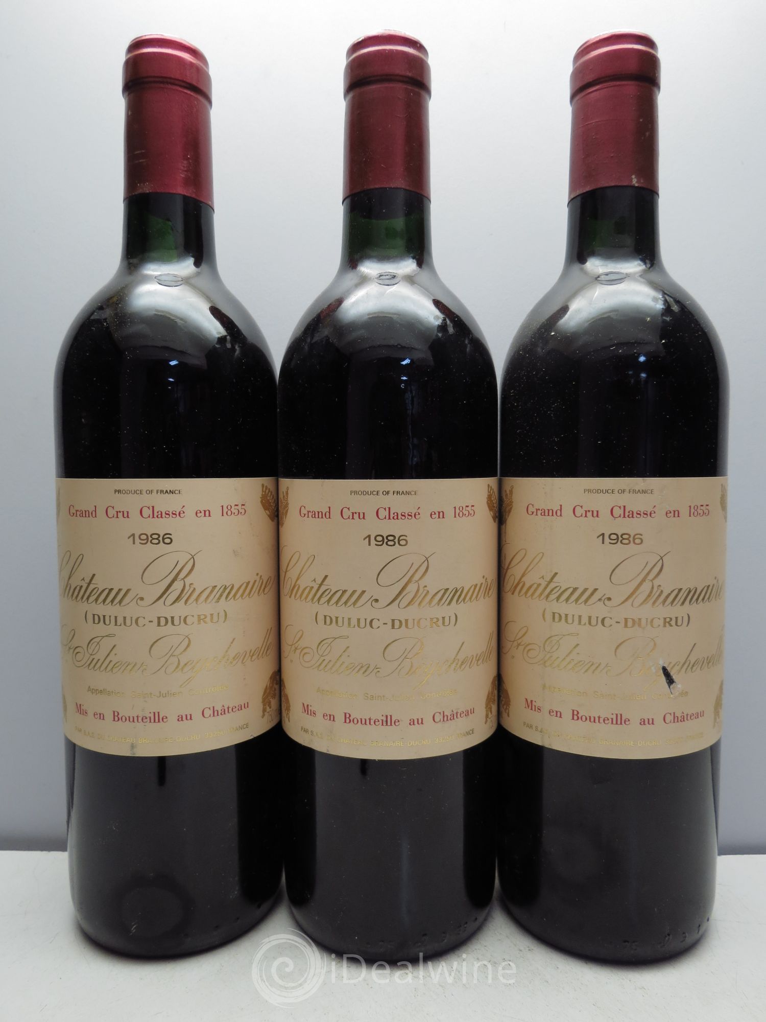 Château Branaire Ducru 4ème Grand Cru Classé 1986 - Lot de 3 bouteilles - 0