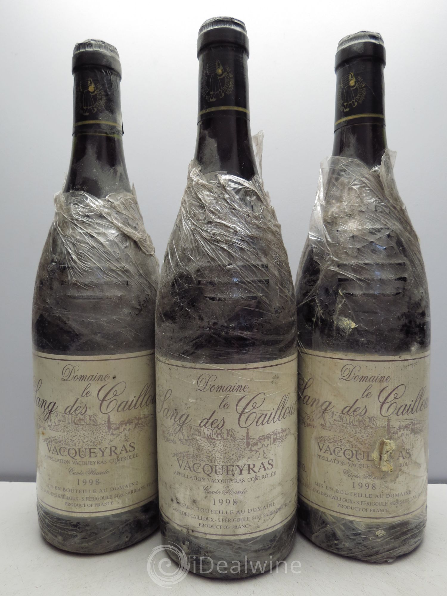 Vacqueyras Cuvée Floureto - Domaine Sang des Cailloux 1998 - Posten von 3 Flaschen - 0