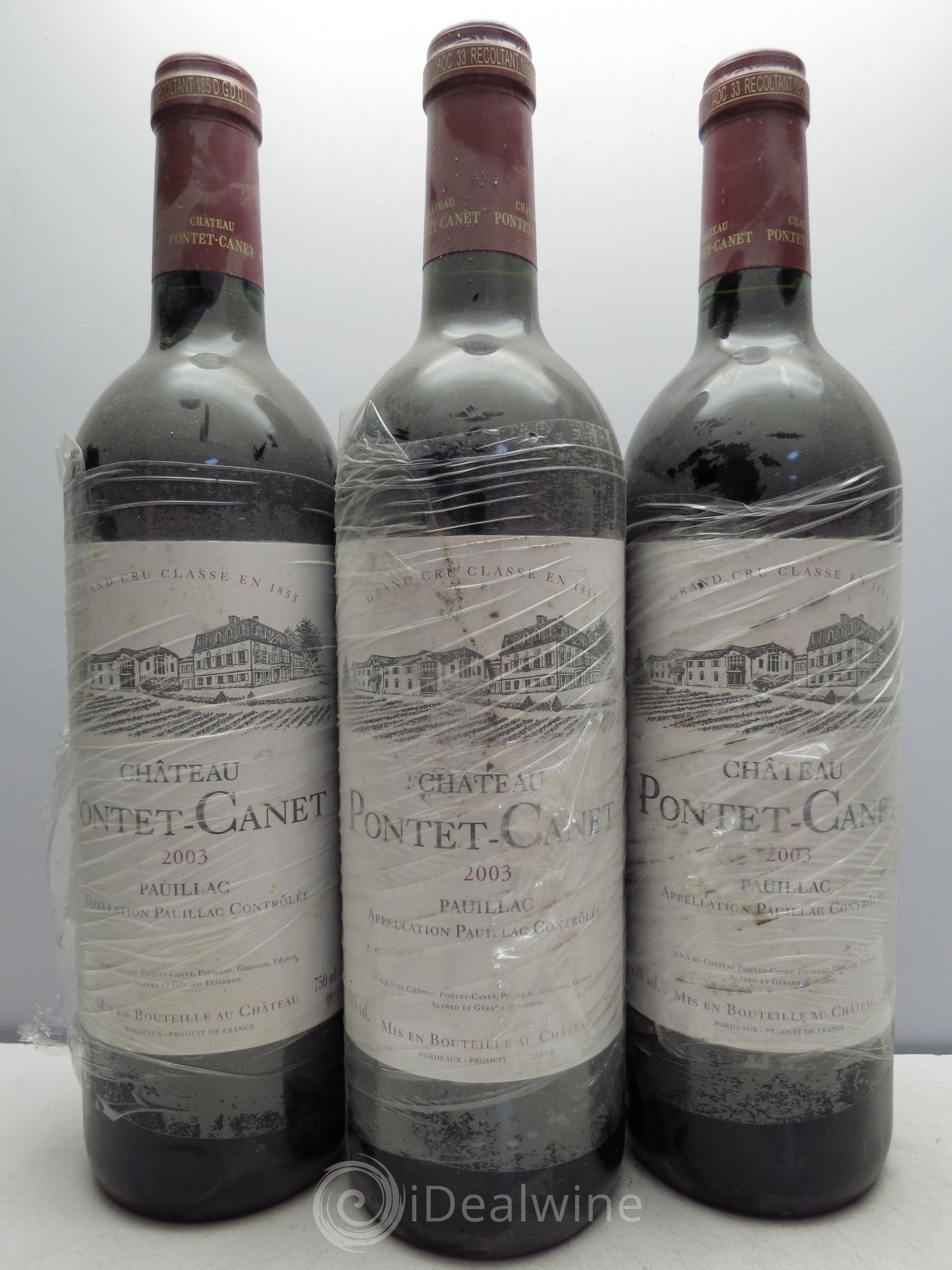 Château Pontet Canet 5ème Grand Cru Classé 2003 - Lot de 3 bouteilles - 0