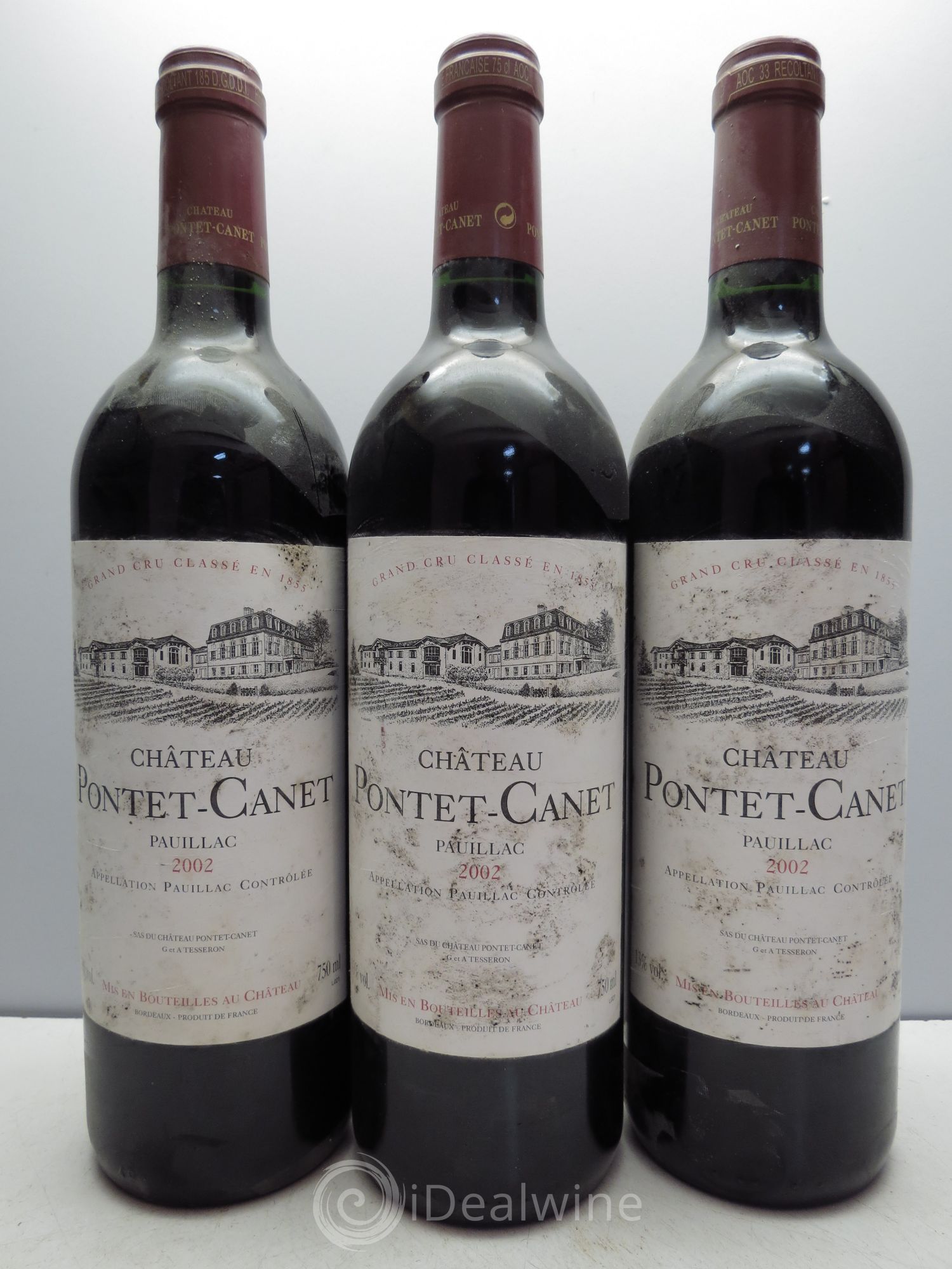 Château Pontet Canet 5ème Grand Cru Classé 2002 - Lot de 3 bouteilles - 0