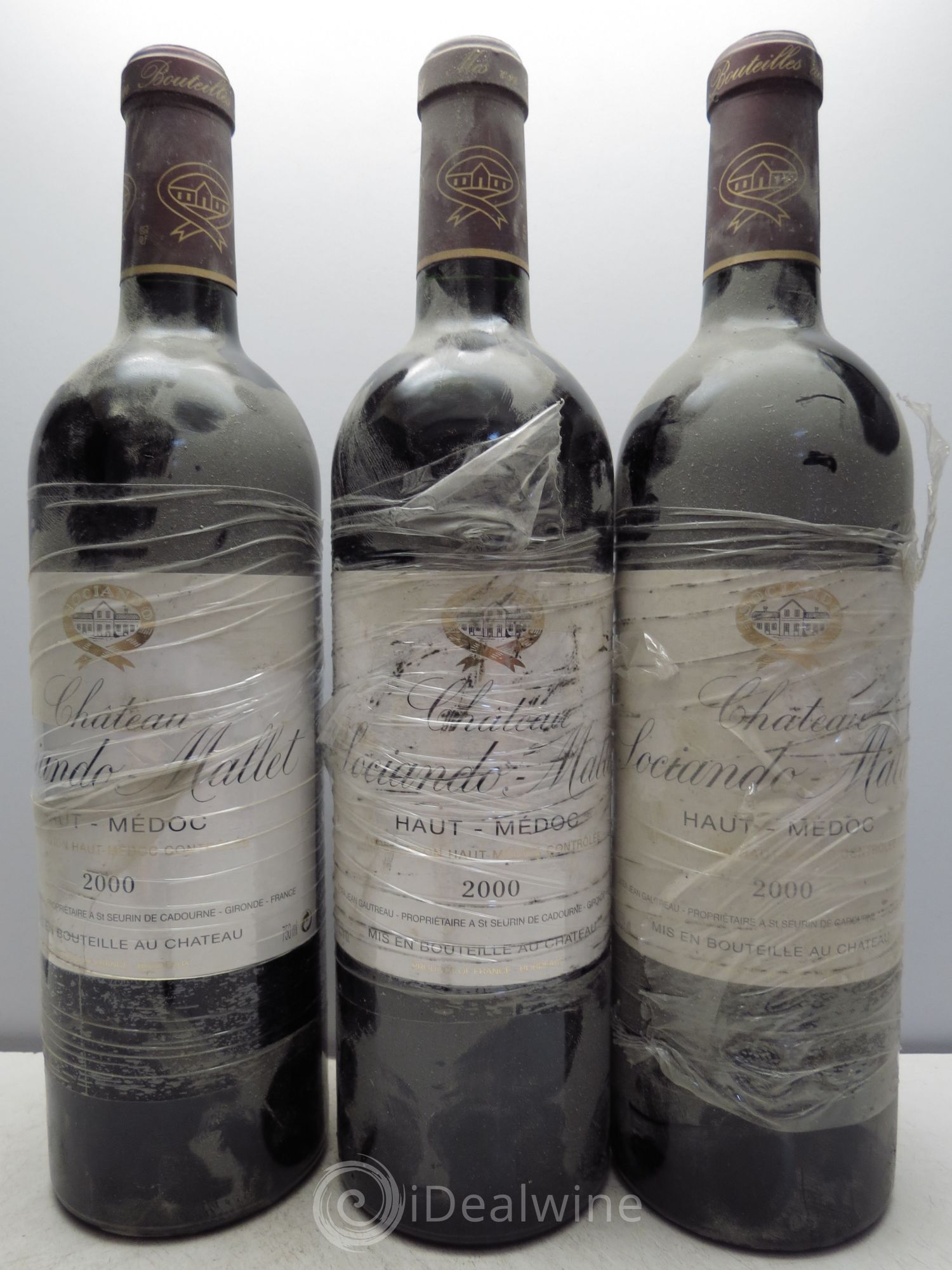 Château Sociando Mallet 2000 - Lot de 3 bouteilles - 0
