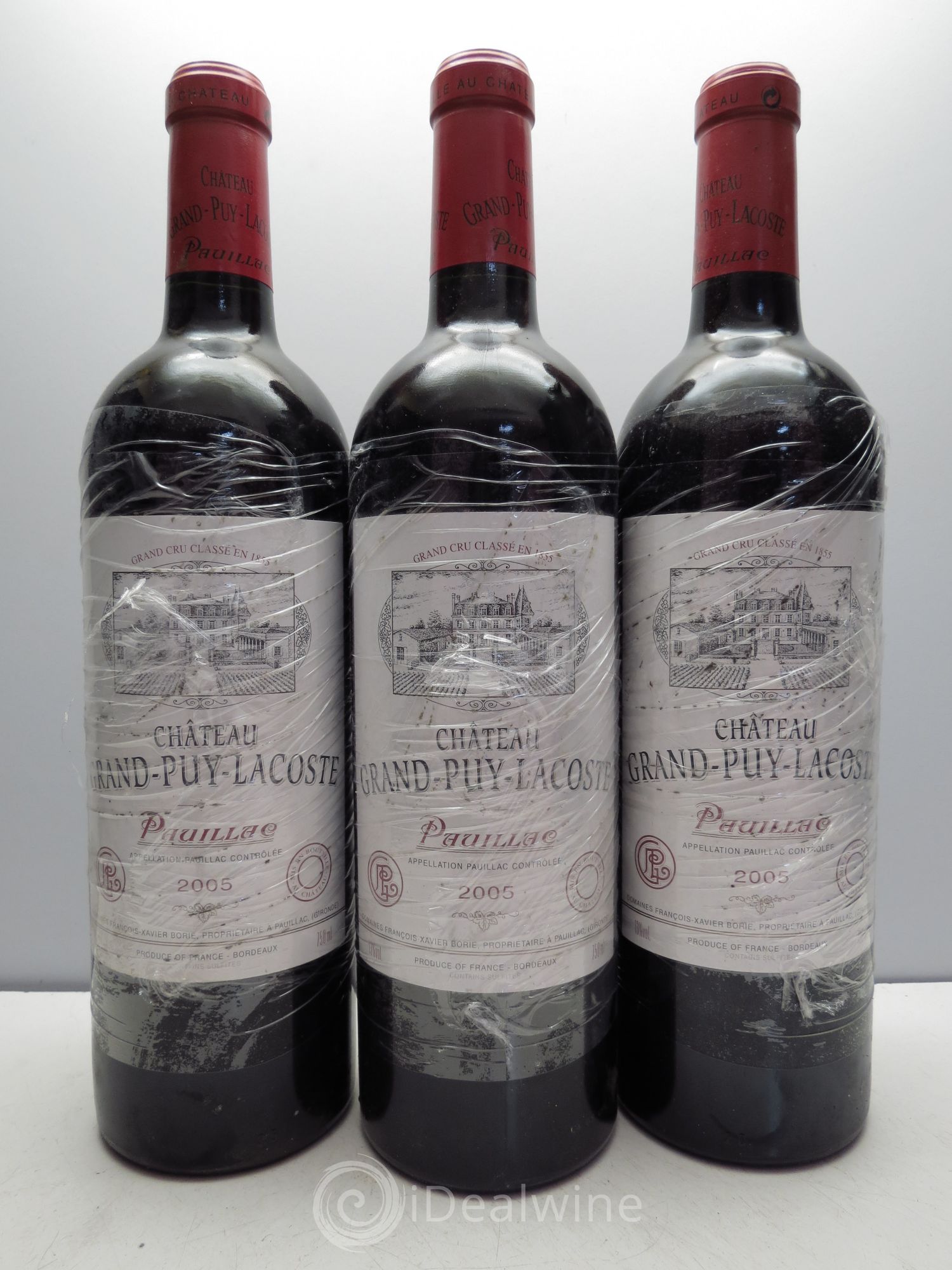 Château Grand Puy Lacoste 5ème Grand Cru Classé Ne pas remettre au client - annulation 2005 - Lot de 3 bouteilles - 0