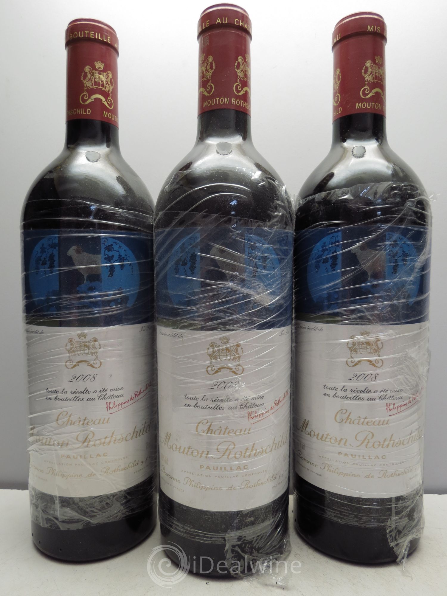 Château Mouton Rothschild 1er Grand Cru Classé 2008 - Lot de 3 bouteilles - 0