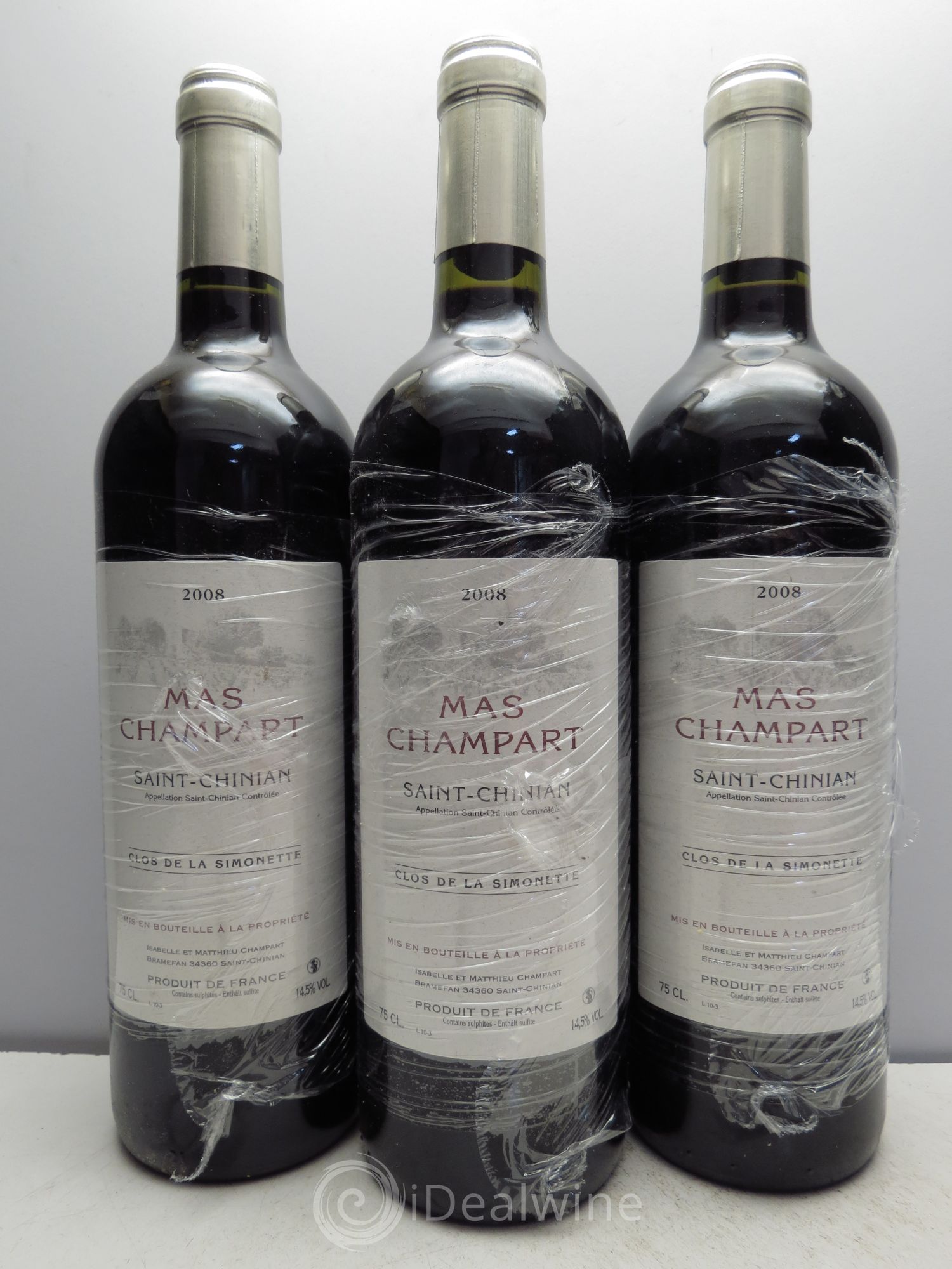Saint-Chinian Mas Champart Clos de La Simonette Isabelle et Mathieu Champart 2008 - Lot de 3 bouteilles - 0