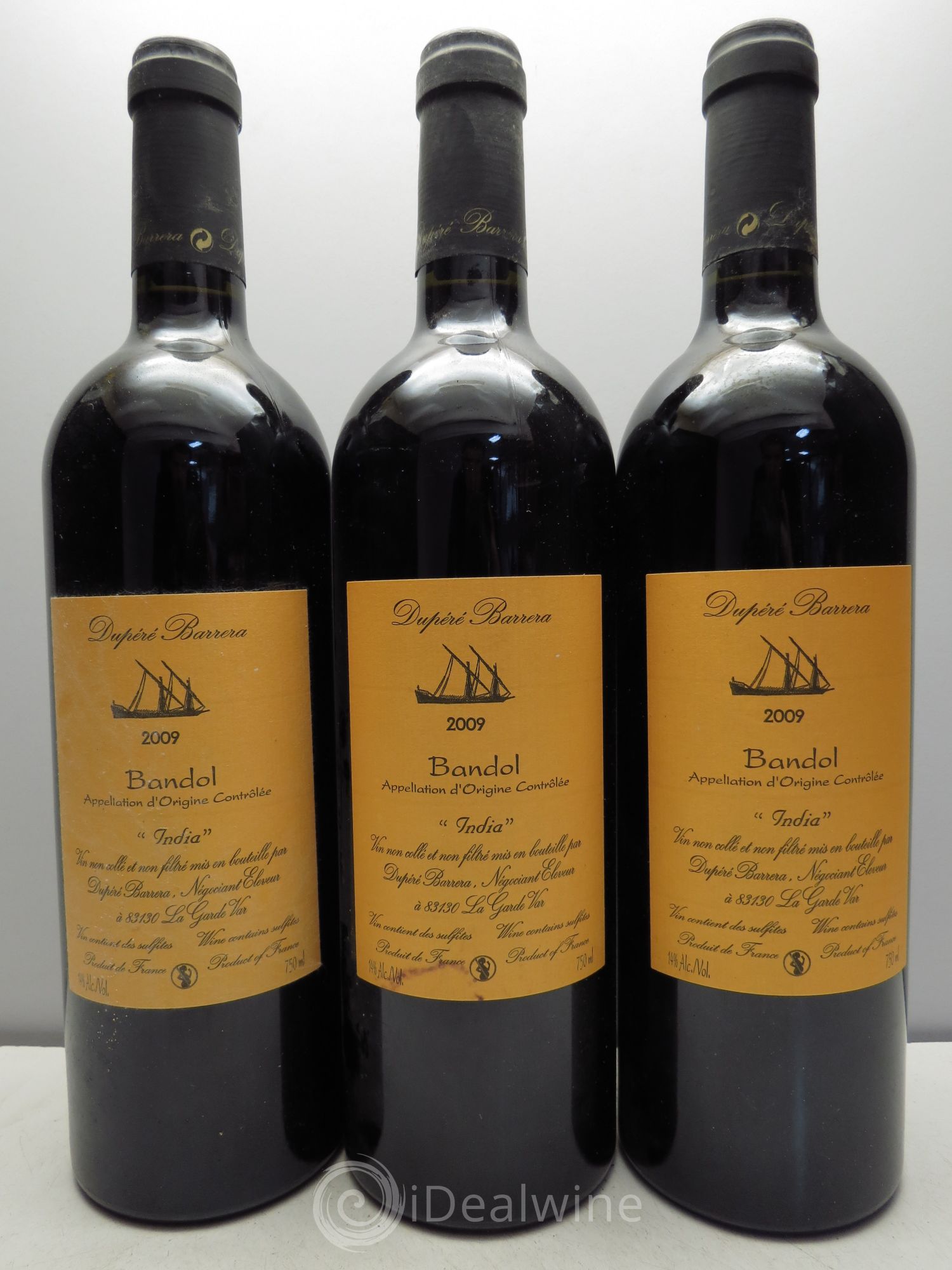 Bandol Dupéré Barrera India 2009 - Posten von 3 Flaschen - 0
