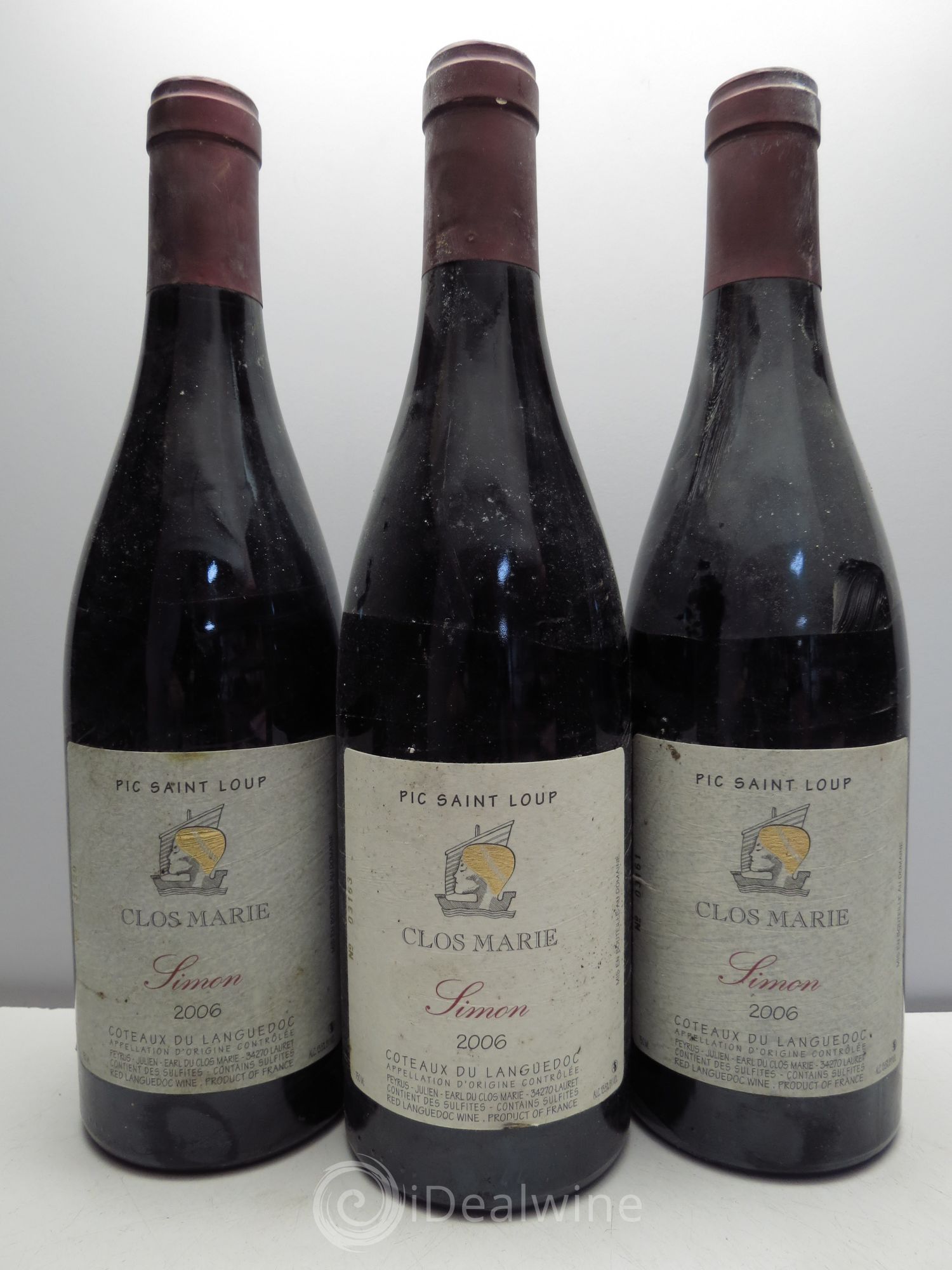 Pic Saint-Loup Clos Marie Cuvée Simon Christophe Peyrus et Françoise Julien 2006 - Lot de 3 bouteilles - 0