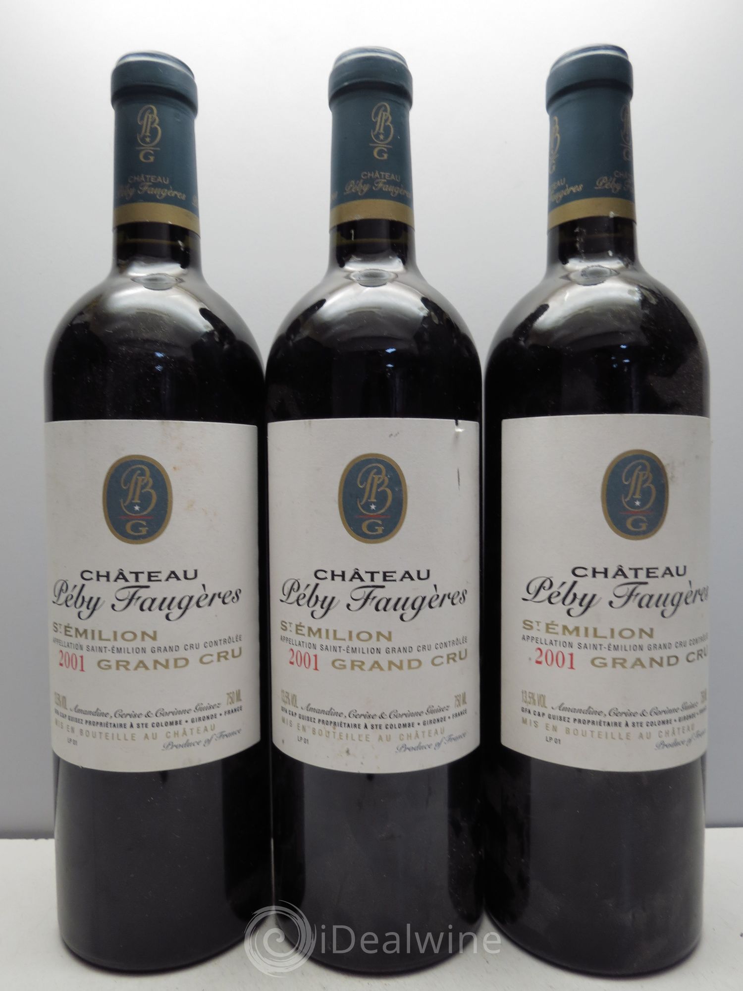 Château Péby Faugères Grand Cru Classé 2001 - Lot de 3 bouteilles - 0