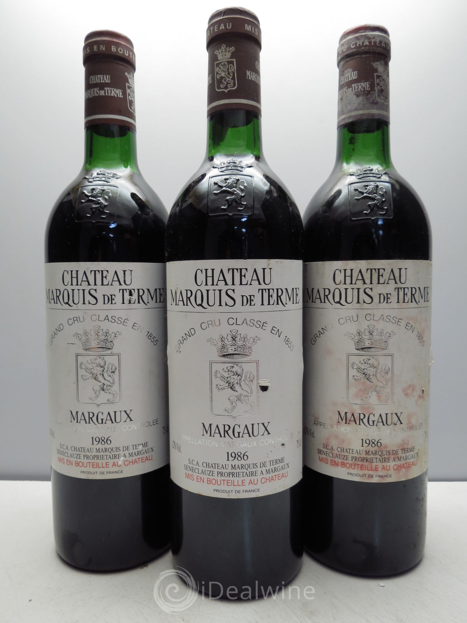 Château Marquis de Terme 4ème Grand Cru Classé 1986 - Lot de 3 bouteilles - 0