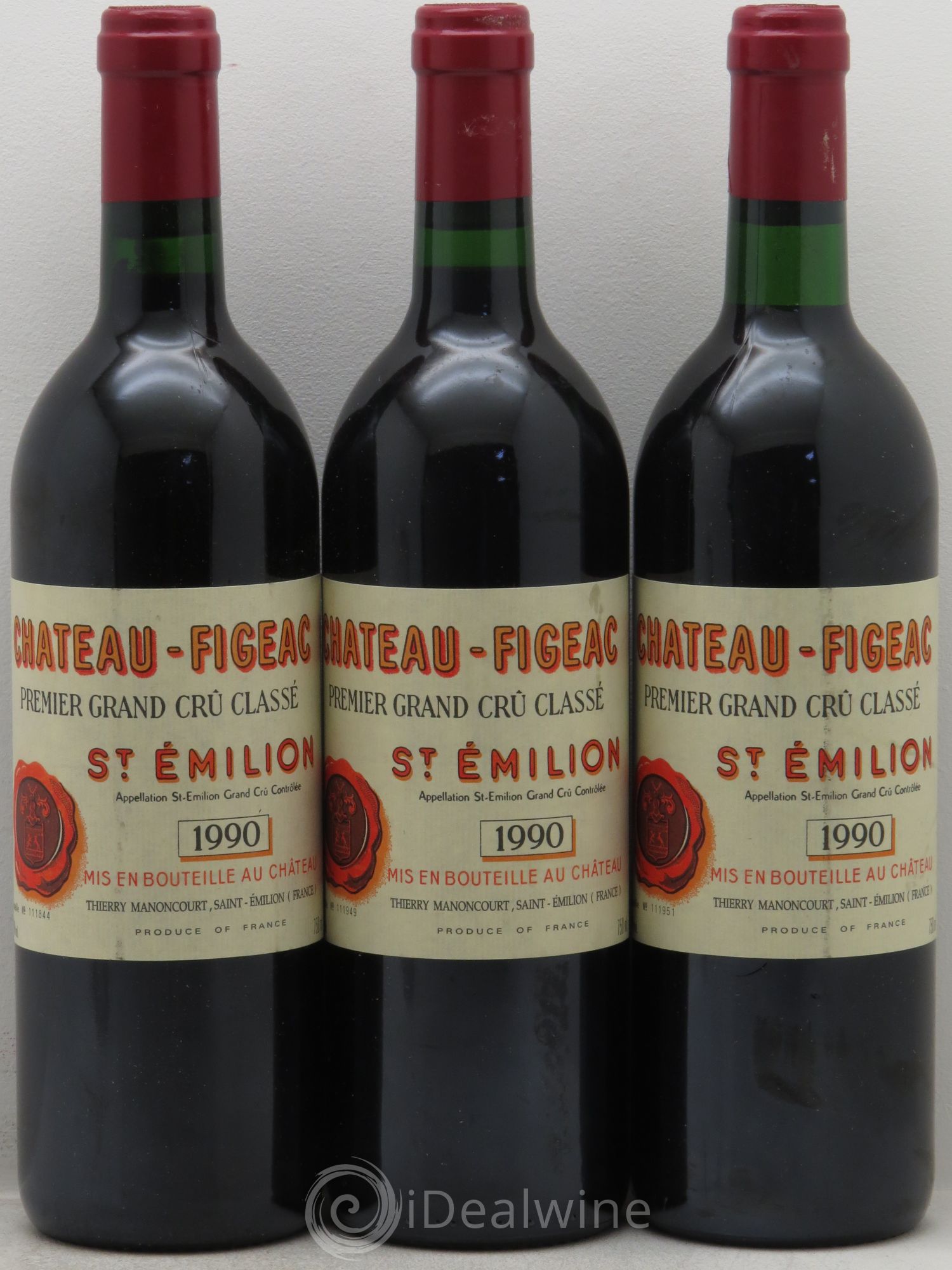 Château Figeac 1er Grand Cru Classé A 1990 - Lot de 3 bouteilles - 0