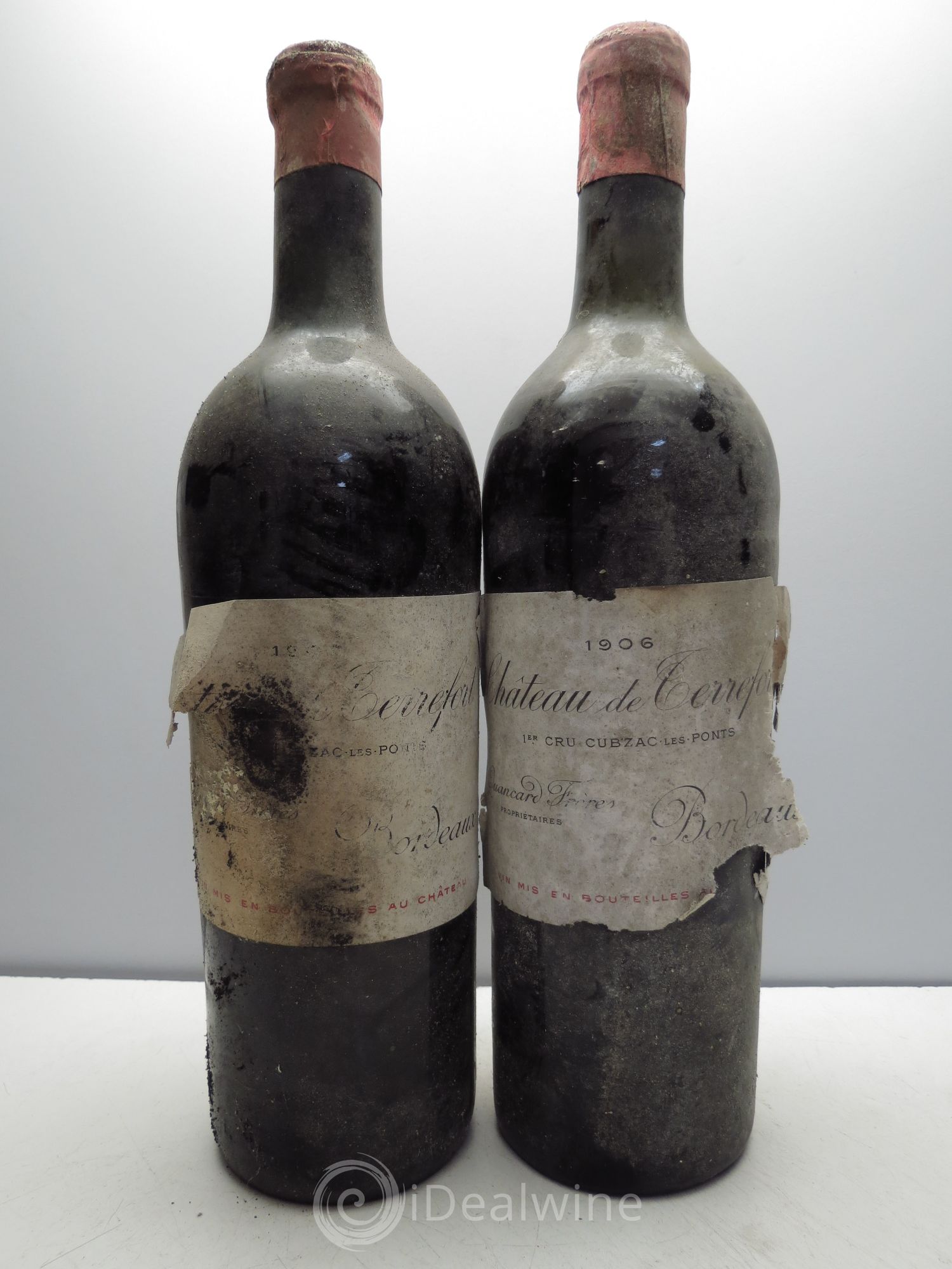 Bordeaux Château de Terrefort 1er cru Cubzac Les Ponts 1906 - Posten von 2 Flaschen - 0