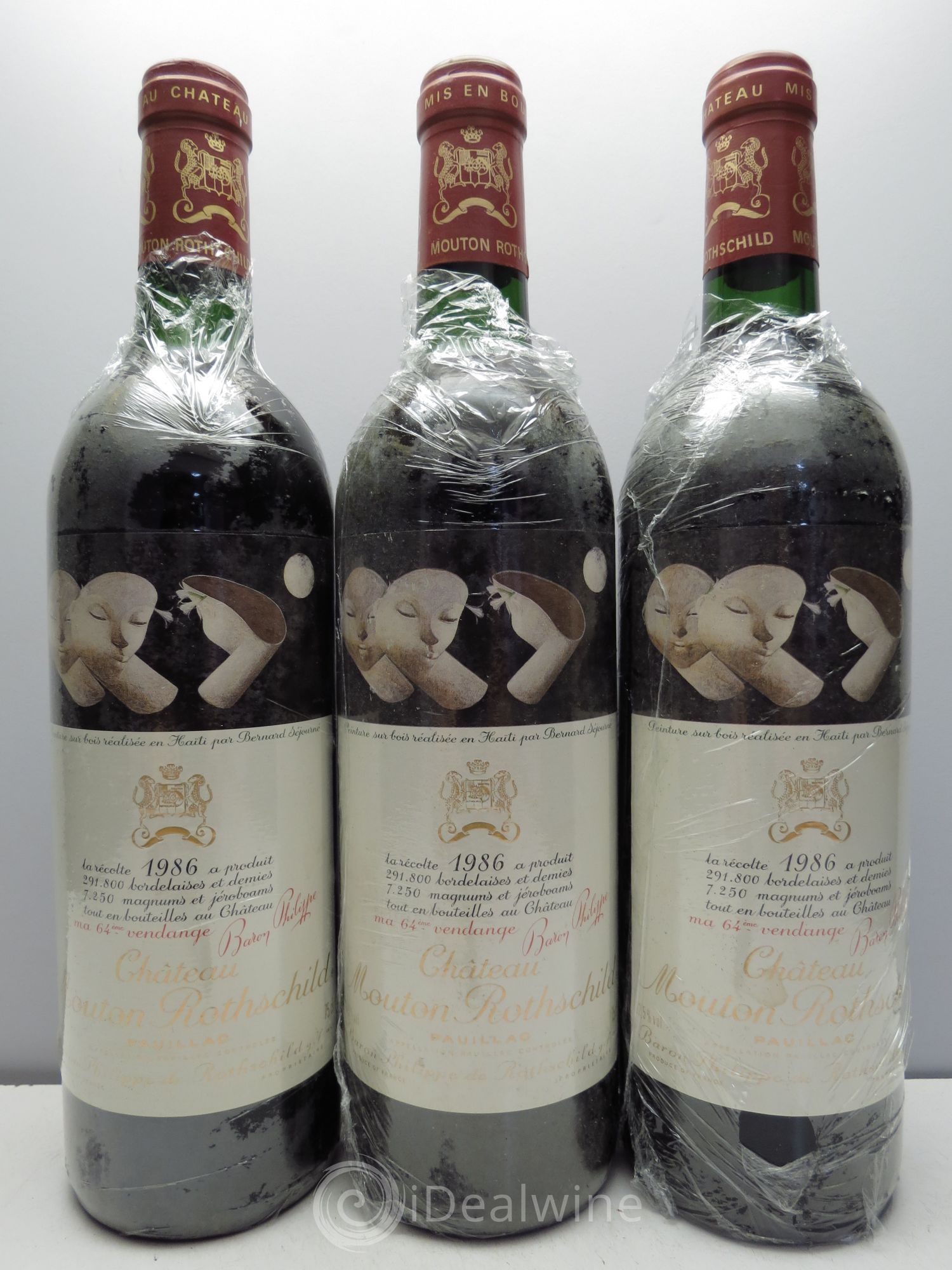 Château Mouton Rothschild 1er Grand Cru Classé 1986 - Lot de 3 bouteilles - 0