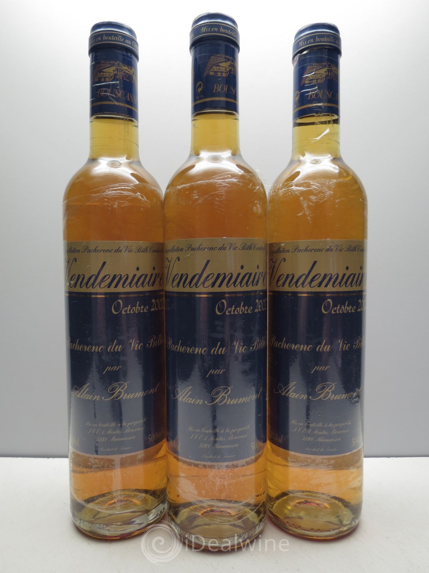 Pacherenc du Vic-Bilh Château Bouscassé Vendemiaire Alain Brumont Vendanges Tardives (Octobre) 2002 - Lotto di 3 bottiglie - 0