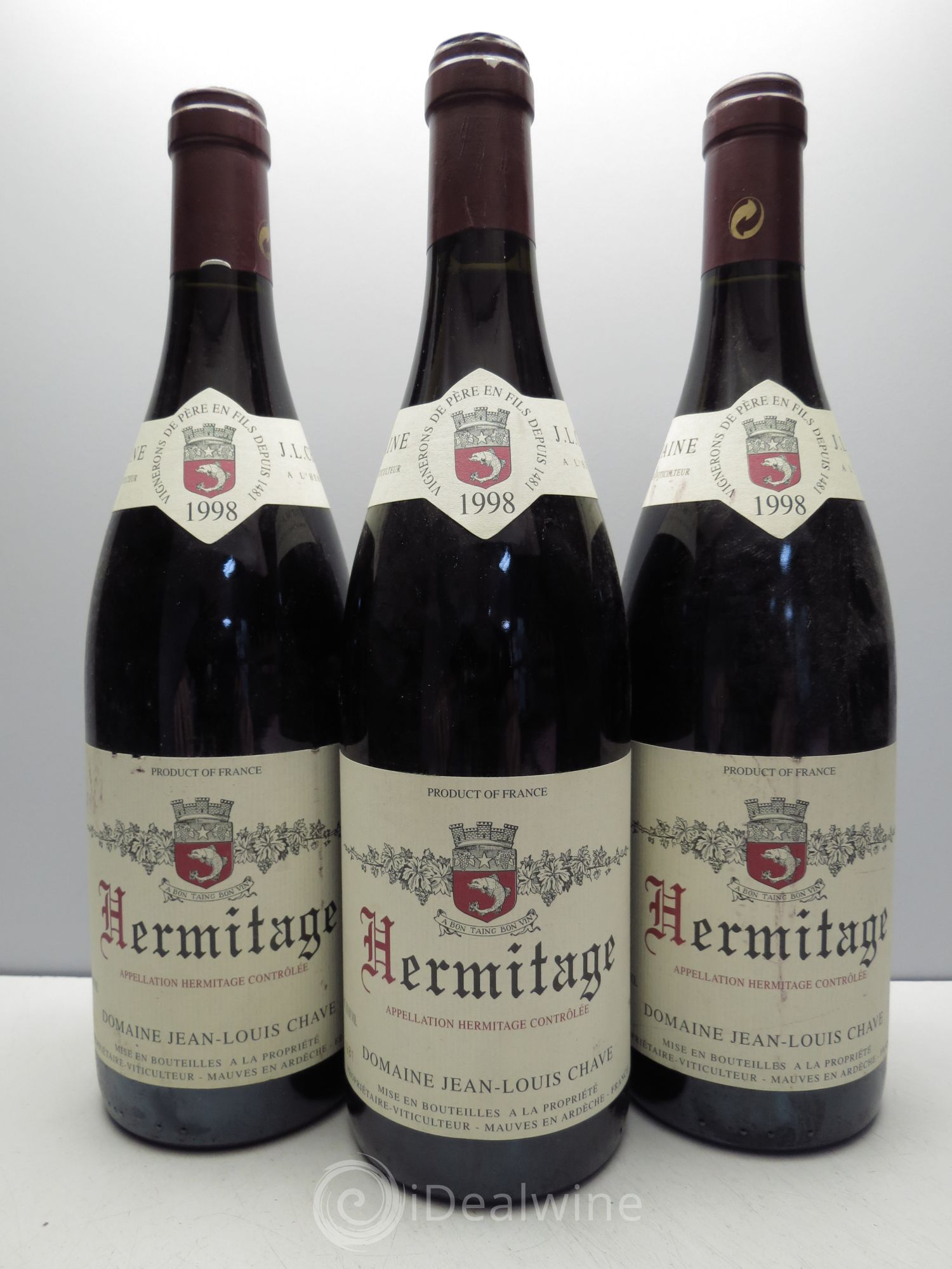 Hermitage Jean-Louis Chave 1998 - Lot de 3 bouteilles - 0