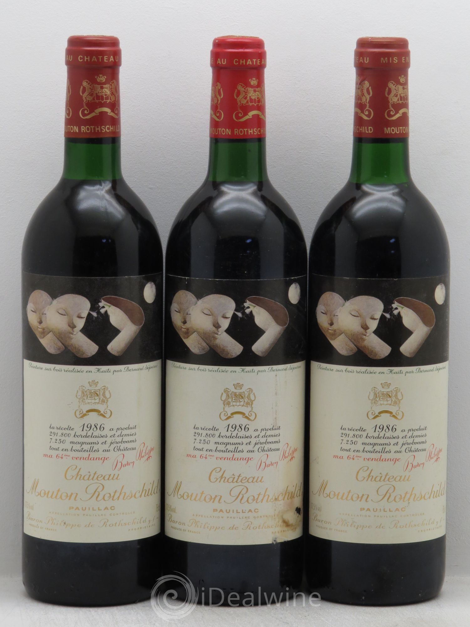 Château Mouton Rothschild 1er Grand Cru Classé 1986 - Lot de 3 bouteilles - 0