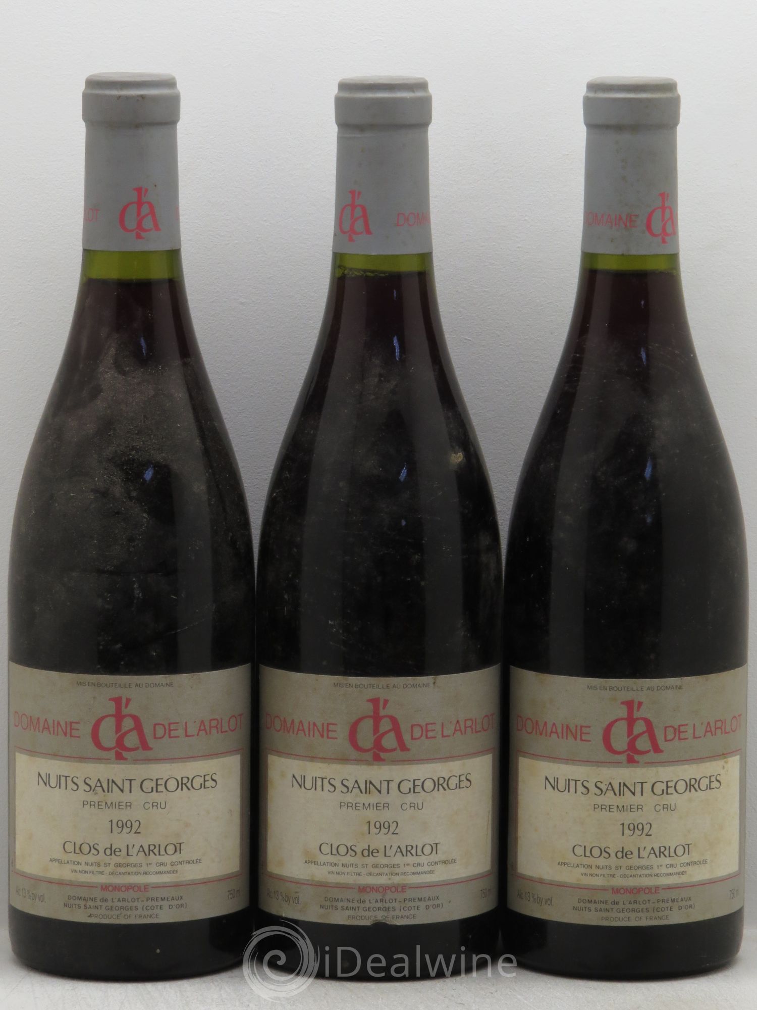 Nuits-Saint-Georges 1er Cru Clos de l'Arlot Domaine de l'Arlot 1992 - Lot de 3 bouteilles - 0