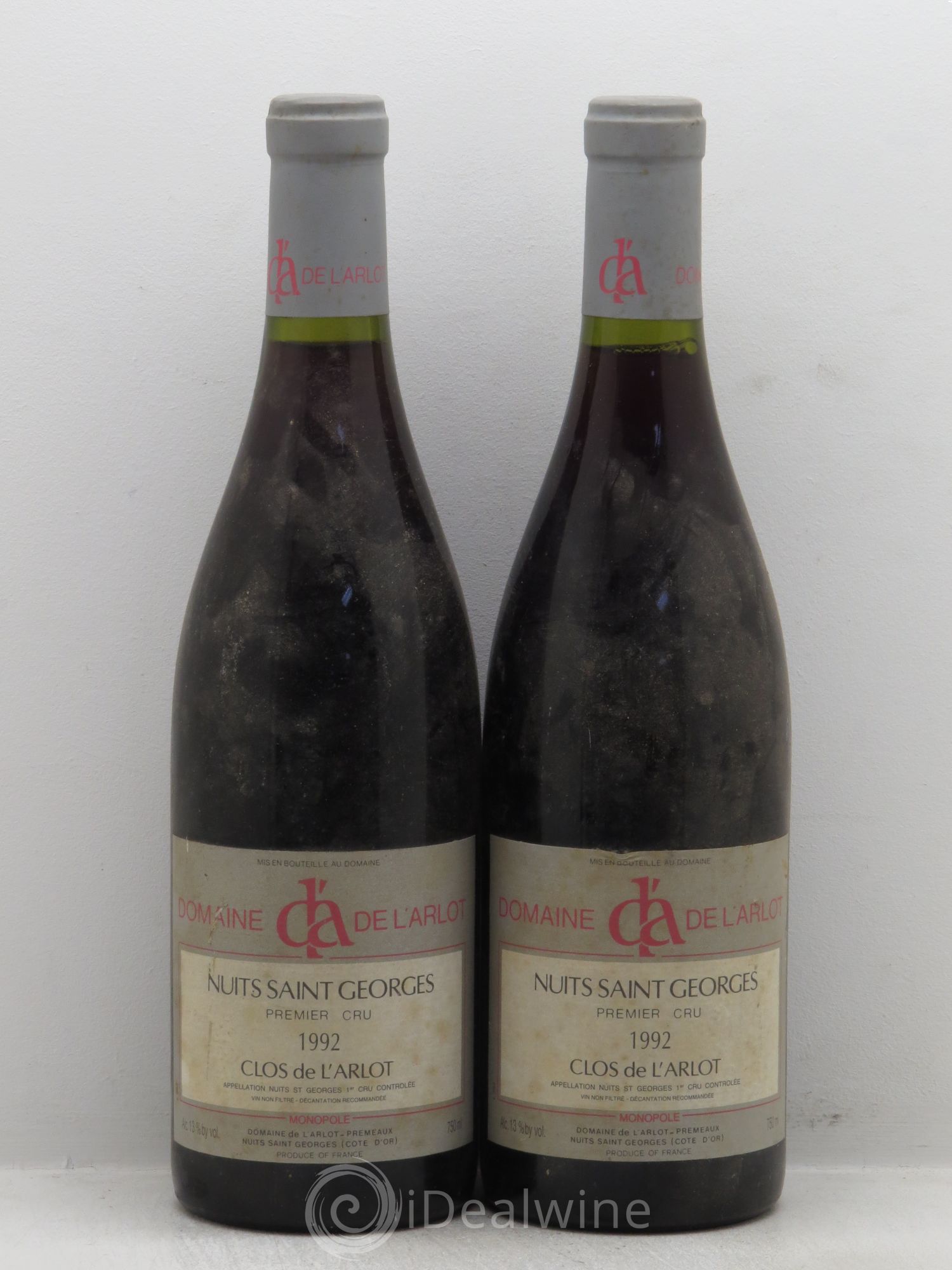 Nuits-Saint-Georges 1er Cru Clos de l'Arlot Domaine de l'Arlot 1992 - Lot de 2 bouteilles - 0