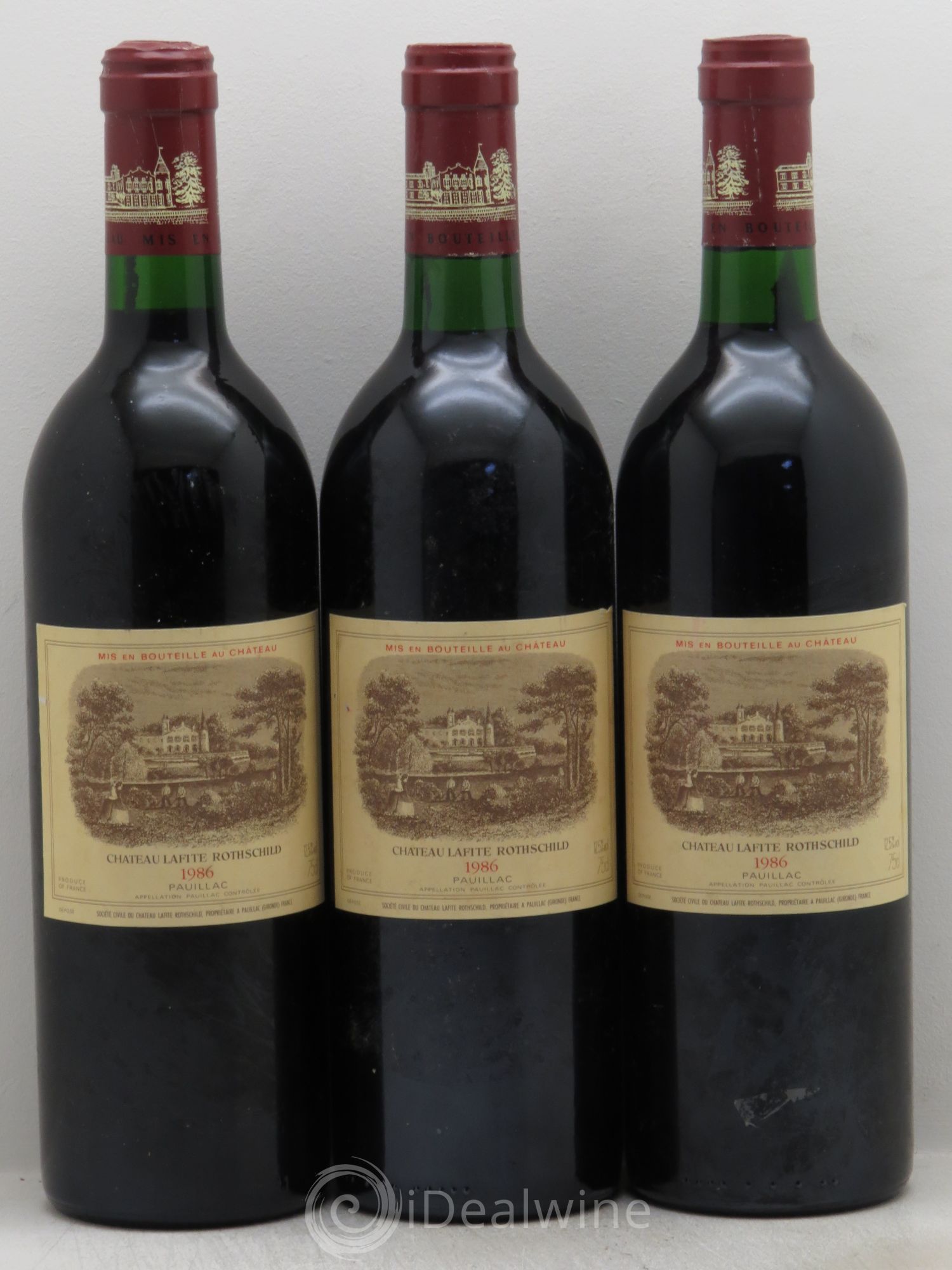 Château Lafite Rothschild 1er Grand Cru Classé 1986 - Lot de 3 bouteilles - 0