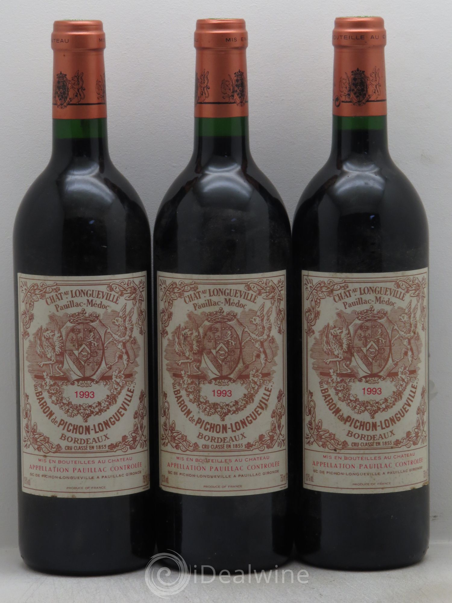 Pichon Longueville Baron 2ème Grand Cru Classé 1993 - Lot de 3 bouteilles - 0