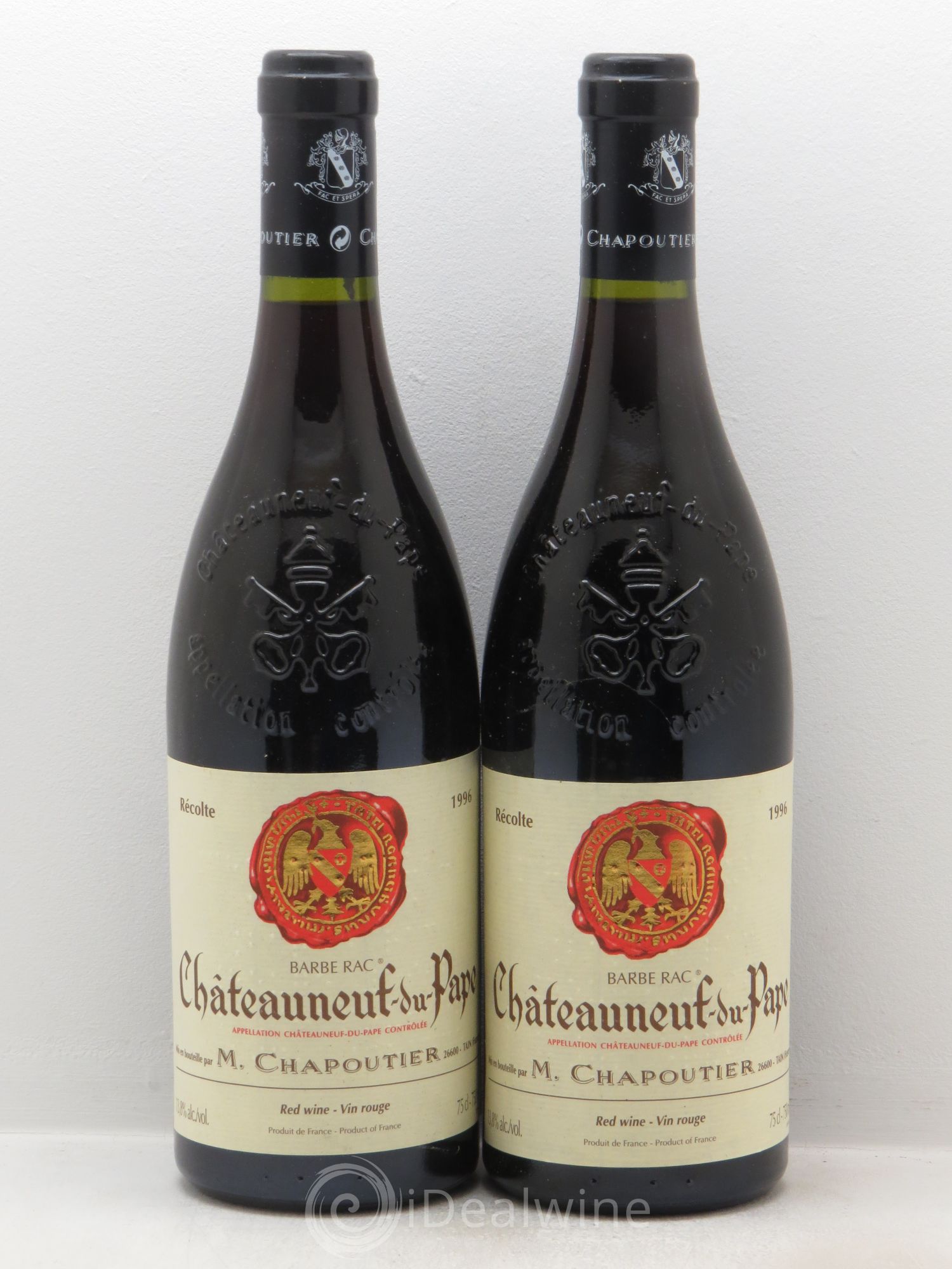 Châteauneuf-du-Pape Barbe Rac Chapoutier 1996 - Lot de 2 bouteilles - 0