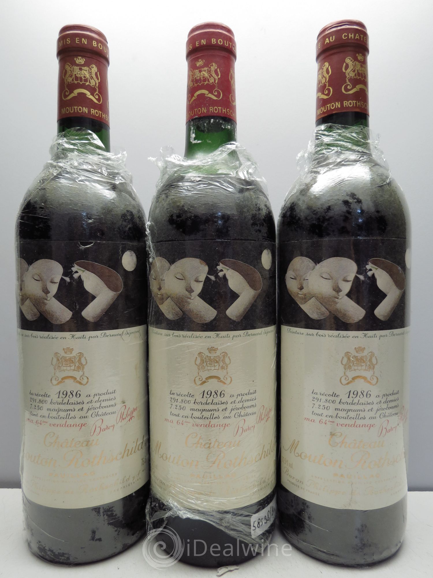 Château Mouton Rothschild 1er Grand Cru Classé 1986 - Lot de 3 bouteilles - 0