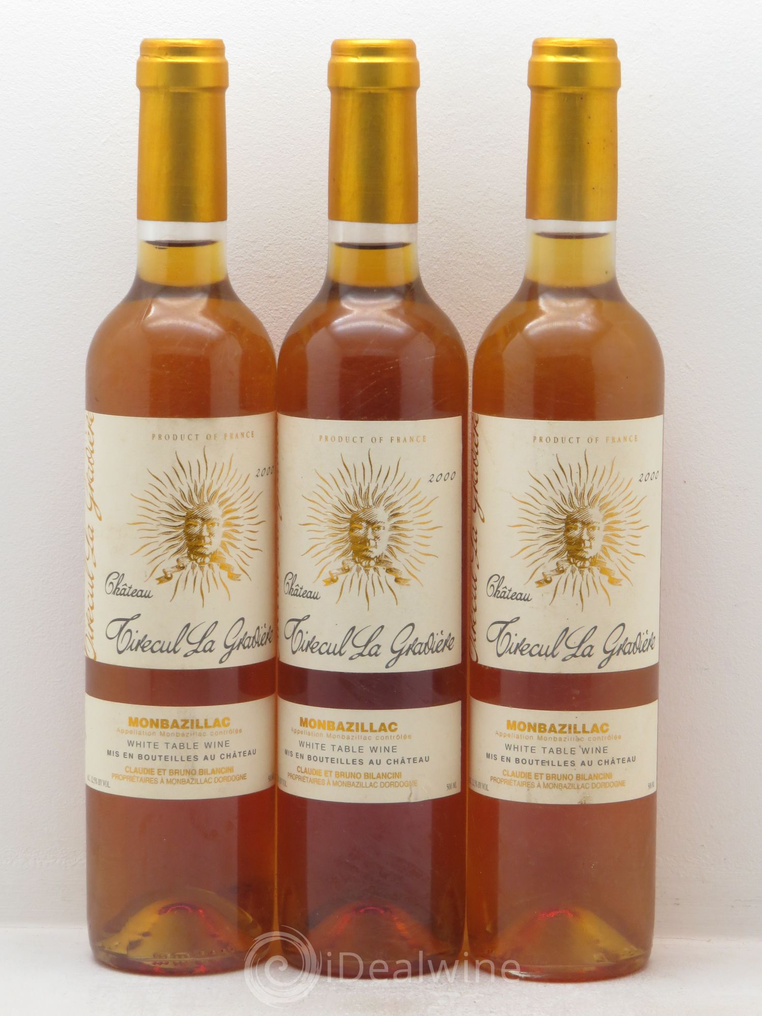 Monbazillac Château Tirecul La Gravière Bruno et Claudie Bilancini (50cl) 2000 - Lotto di 3 bottiglie - 0