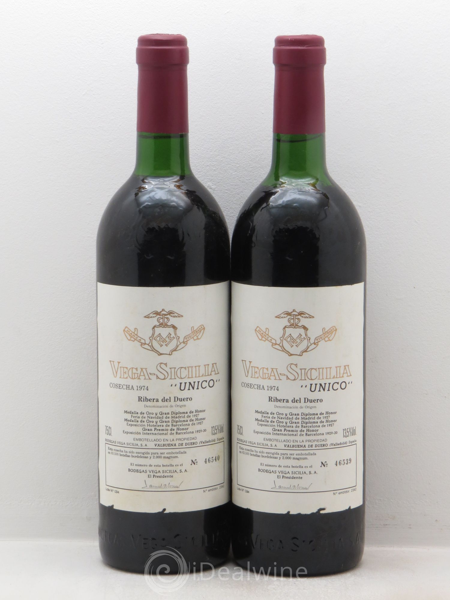 Ribera Del Duero DO Vega Sicilia Unico Famille Alvarez 1974 - Lot de 2 bouteilles - 0